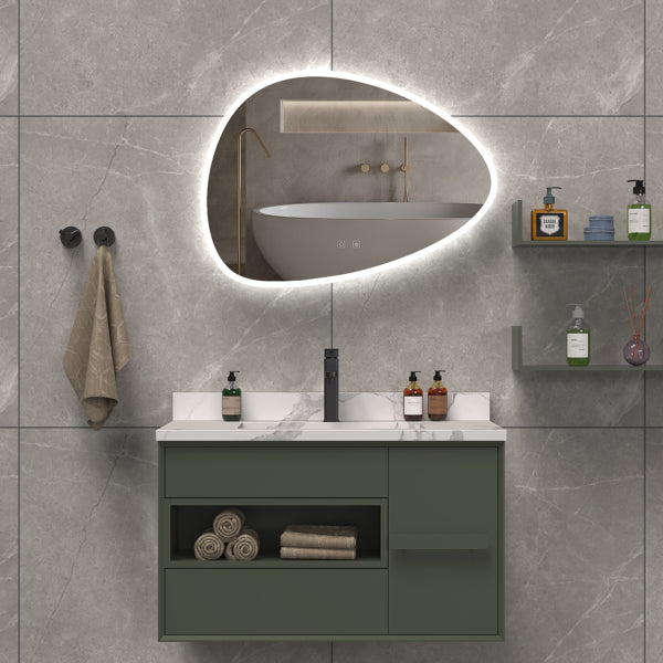 ICO Felix 32x22 Inch LED Vanity Mirror with Touch Control - Perfect for Makeup, Shaving & Home Decor (Black Frame)