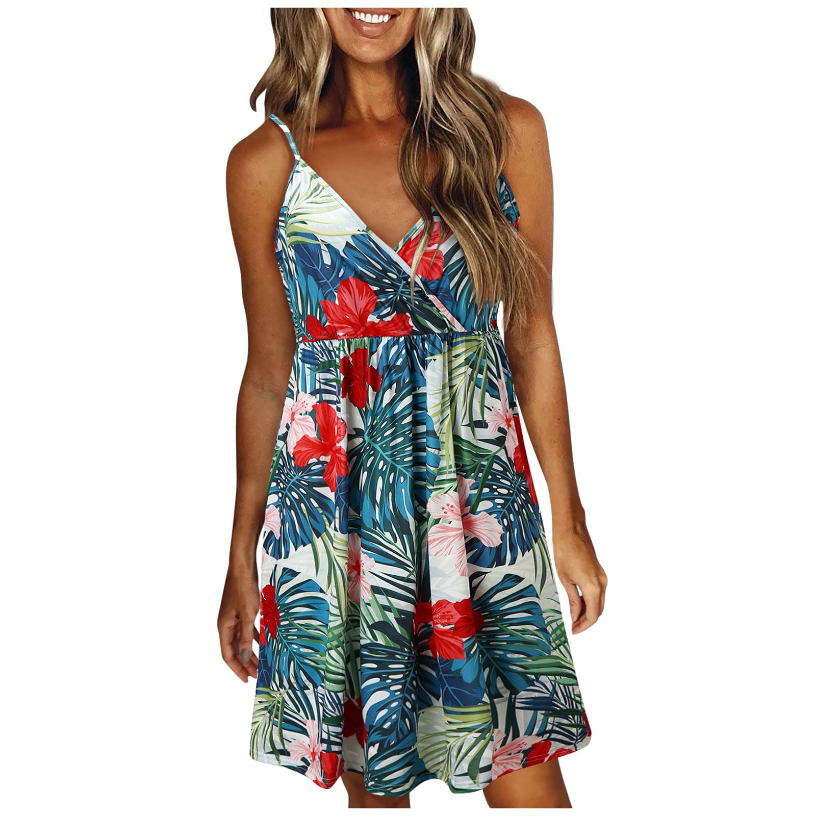 Off Shoulder Summer Dress for Women - Casual V Neck Midi Dress with Fashion Straps | Perfect for Beach, Party & Date Night