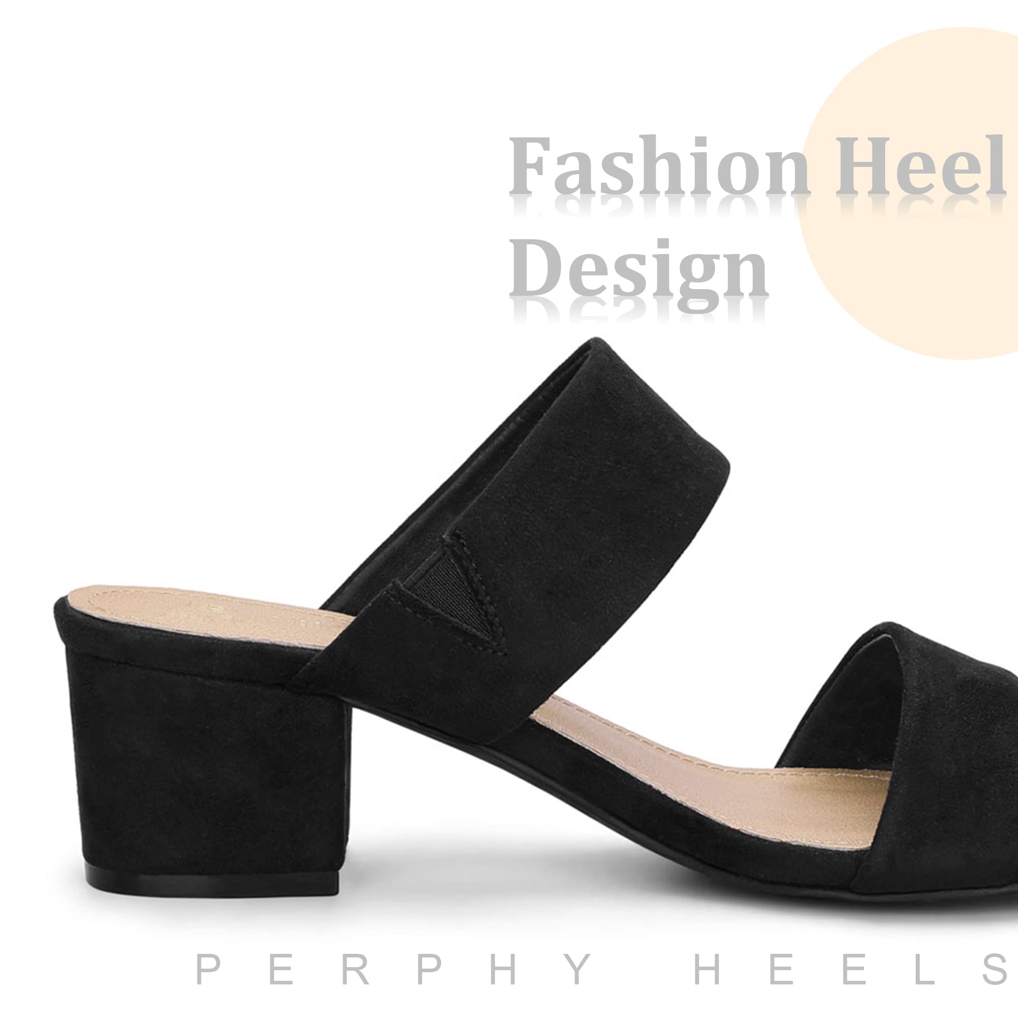 Perphy Women's Open Toe Dual Strap Block Heel Slide Sandals - Comfortable Summer Shoes for Beach, Vacation & Casual Outings