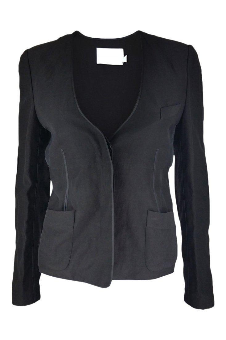ALEXANDER WANG Black Silk Blend Button Front Jacket for Women | UK Size 8 | Elegant Evening Wear & Special Occasion Outfit