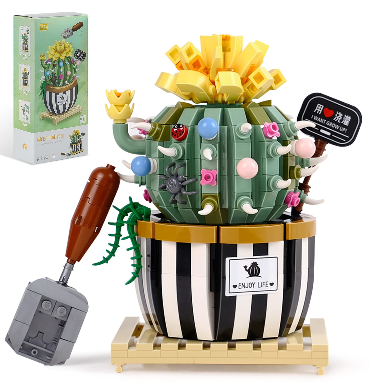 QLT Mini Bricks Cactus Bonsai Building Blocks Set - 721 PCS DIY Creative Home Decor, Botanical Collection Gift for Kids Ages 8-12 (Perfect for Girls' Birthday, Room Decoration & STEM Learning Activities)