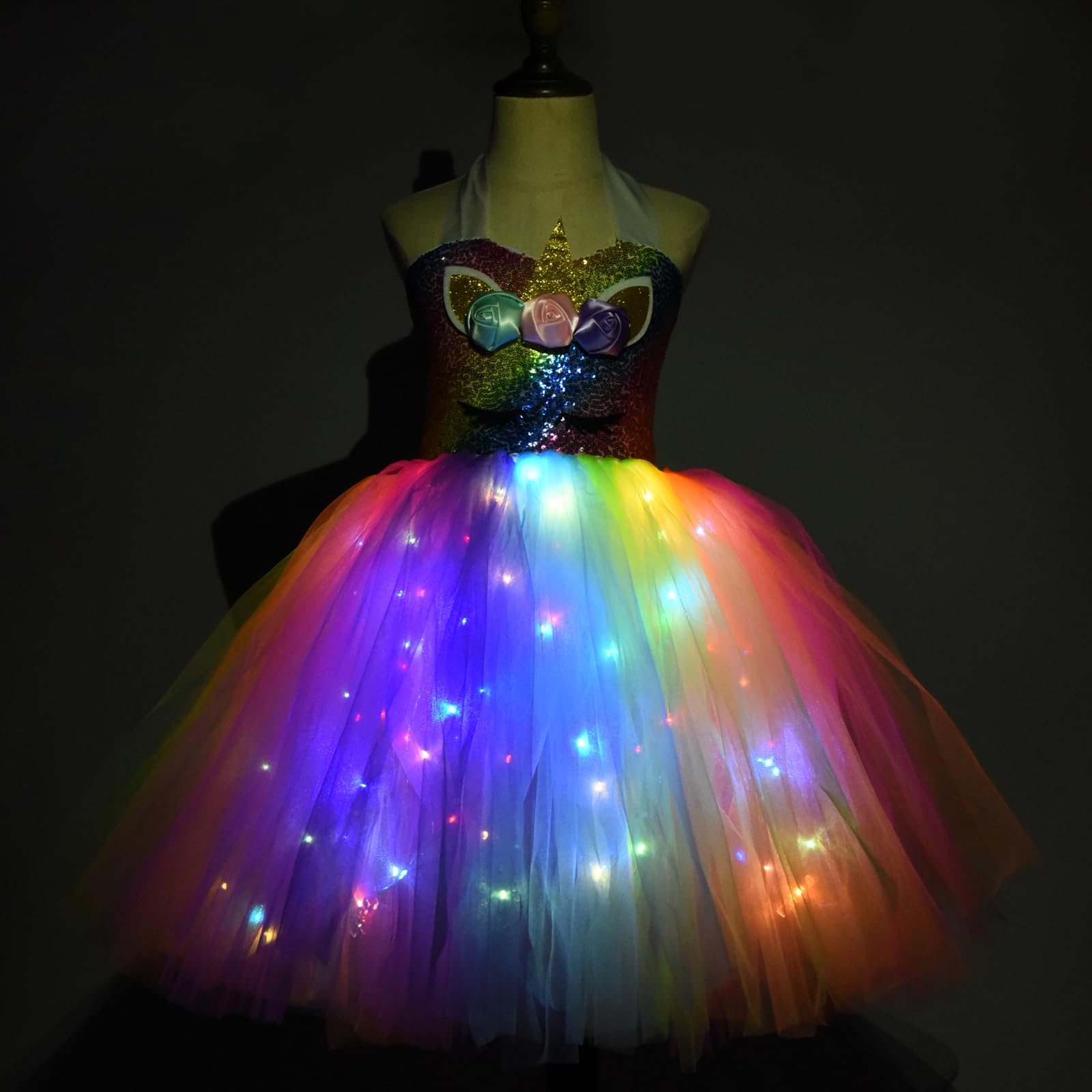 Sparkly Sequin Unicorn Princess Costume for Girls - Light Up Tutu Dress for Birthday Parties, Halloween, Christmas & Special Occasions | Perfect Gift for Kids & Party Decorations