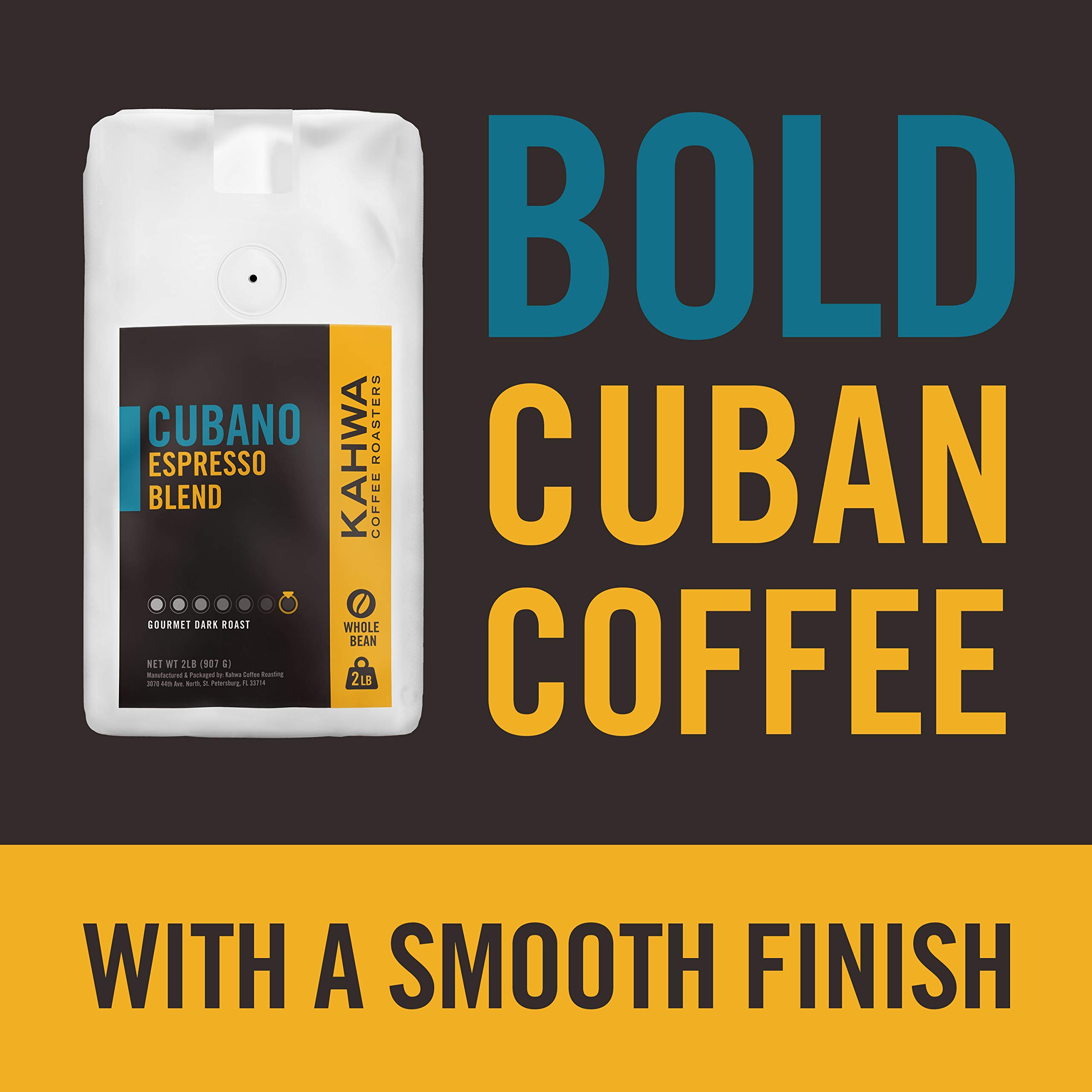 Premium Kahwa Cuban Coffee Beans - Dark Roast Espresso Blend Whole Bean Coffee, 2 lb Bag - Perfect for Home Brewing, Cafes & Gifts