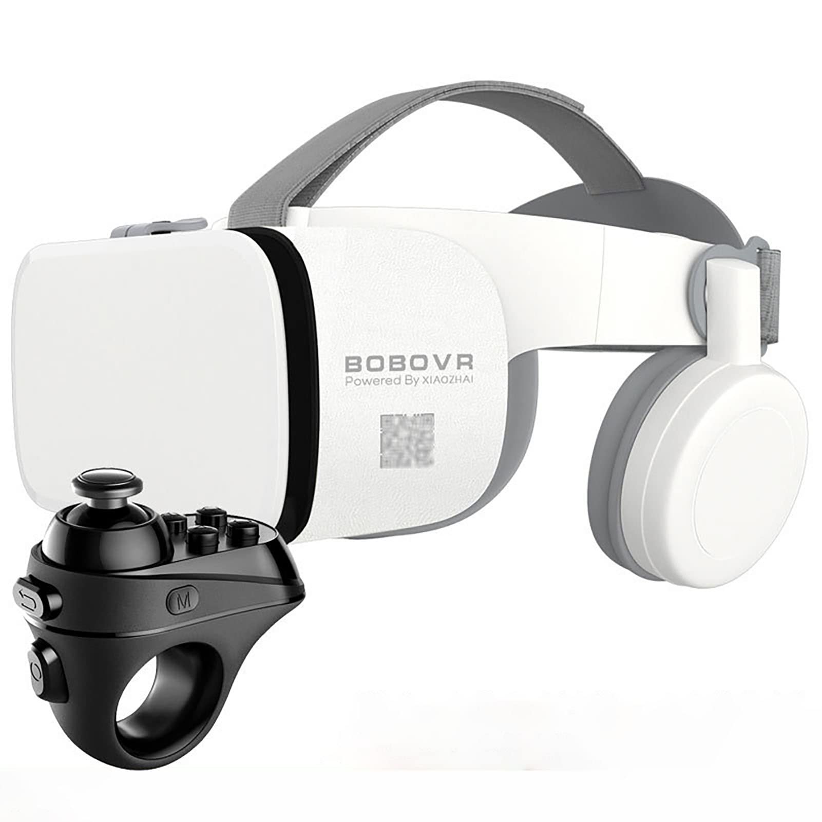 3D VR Virtual Reality Glasses with Remote Control - Full Screen Stereo VR Headset for iPhone 14/13/12/11 Pro/Mini/X/R/S/Max & Samsung Galaxy - Compatible with Android & iOS Phones (White) - Perfect for Gaming, Movies & Immersive VR Experiences