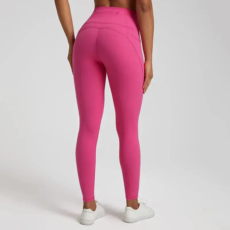 Seamless Nude Yoga Pants for Women - 3 Pocket High Waisted Gym Leggings with Push Up Effect | Perfect for Workouts, Running & Lounge Wear