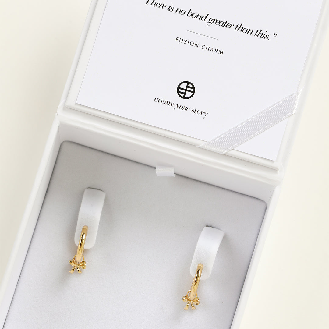 Fusion Bow Rectangle Charm Hoop Earrings for Women - Elegant Dainty Jewelry for Everyday Wear, Parties & Gifts