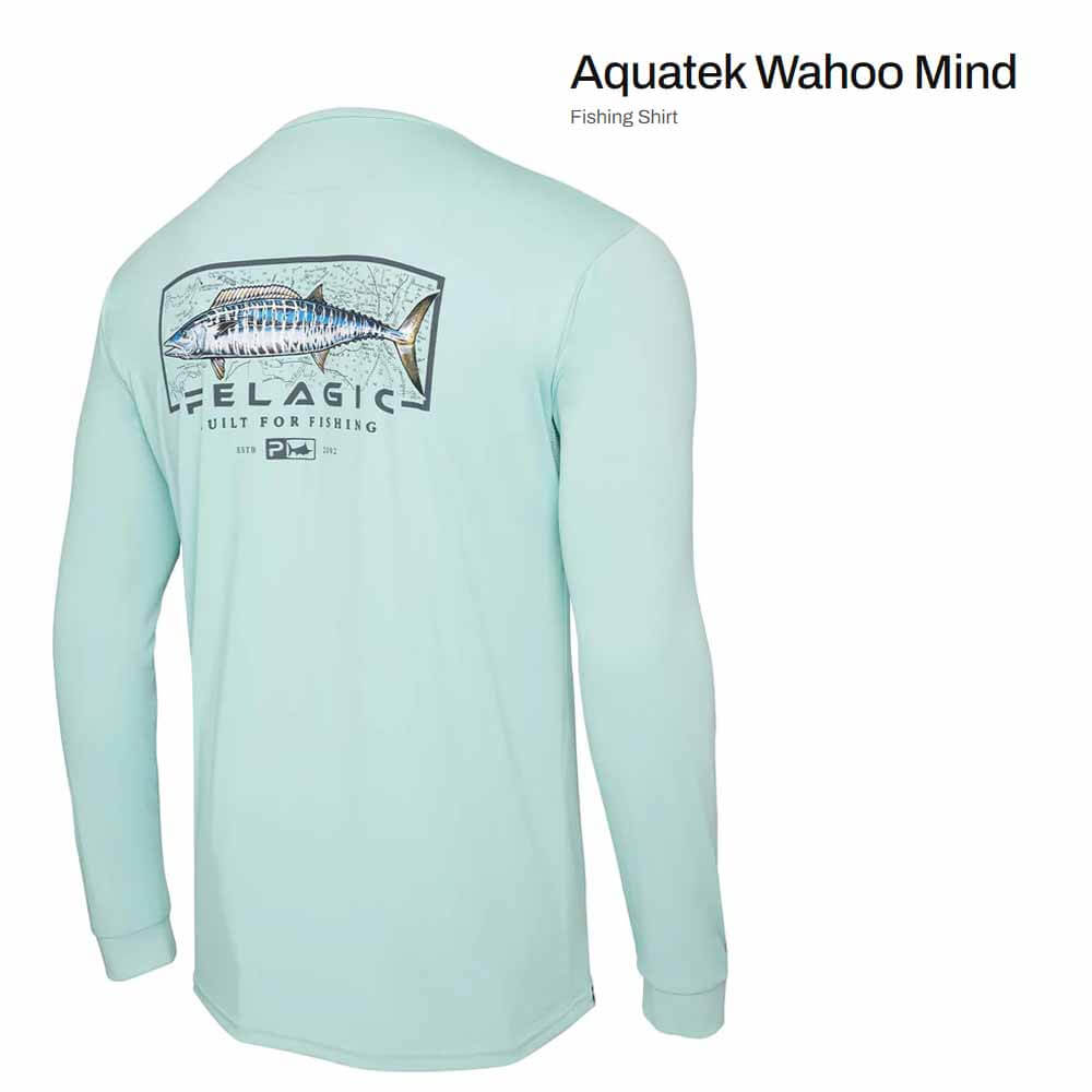 Pelagic Turquoise Aquatek Wahoo Performance Fishing Shirt - Lightweight, Quick-Dry for Saltwater & Freshwater Fishing Adventures