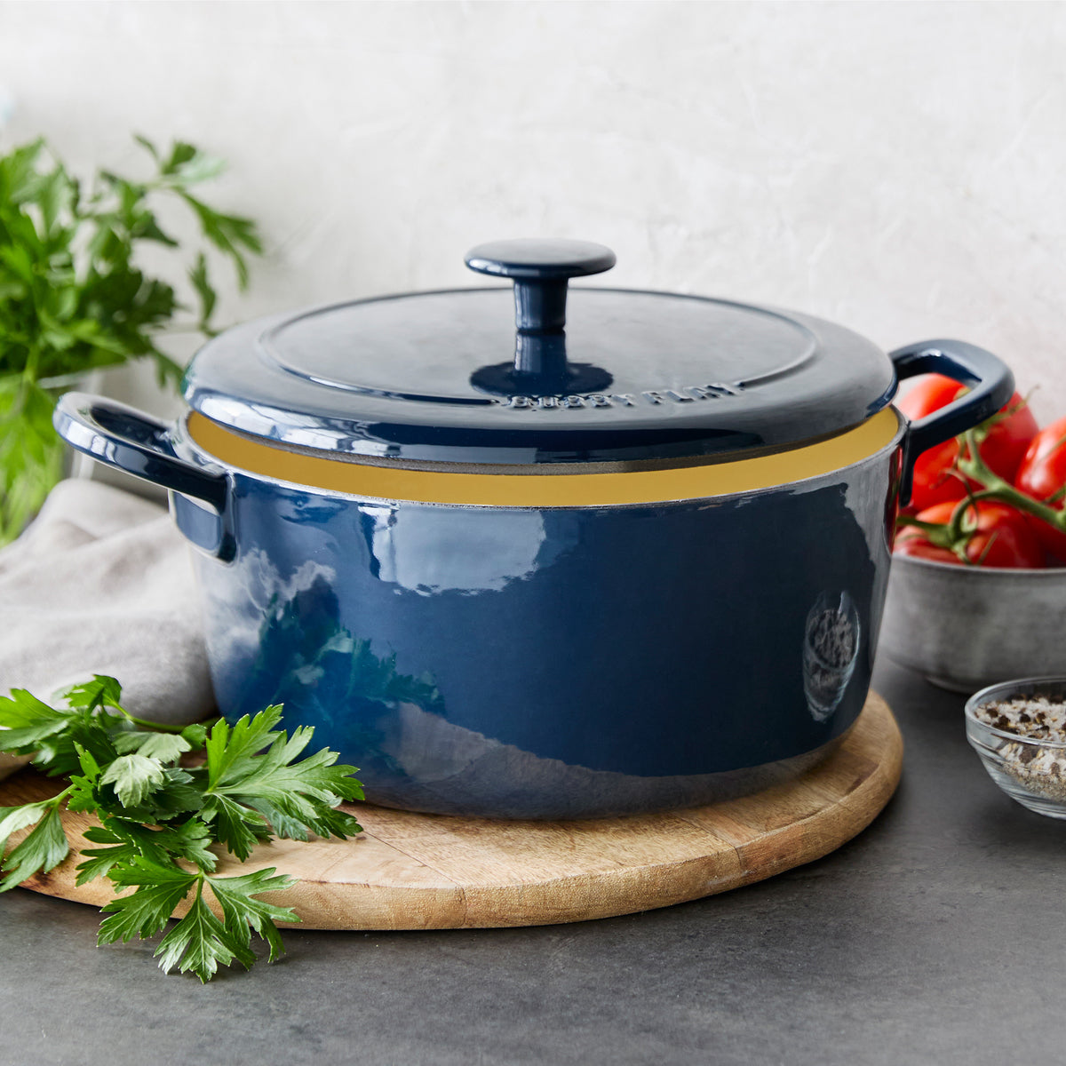 Bobby Flay by GreenPan 5.5 Quart Enameled Cast Iron Dutch Oven - Cobalt Blue | Heavy Duty Cookware for Braising, Stewing & Baking | Perfect for Soups, Bread & Family Meals