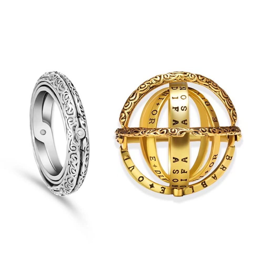 Armillary Sphere Ring for Men & Women - Adjustable Cosmic Jewelry for Couples, Size 5-12 - Perfect for Astronomy Lovers, Romantic Gifts & Unique Fashion Accessories