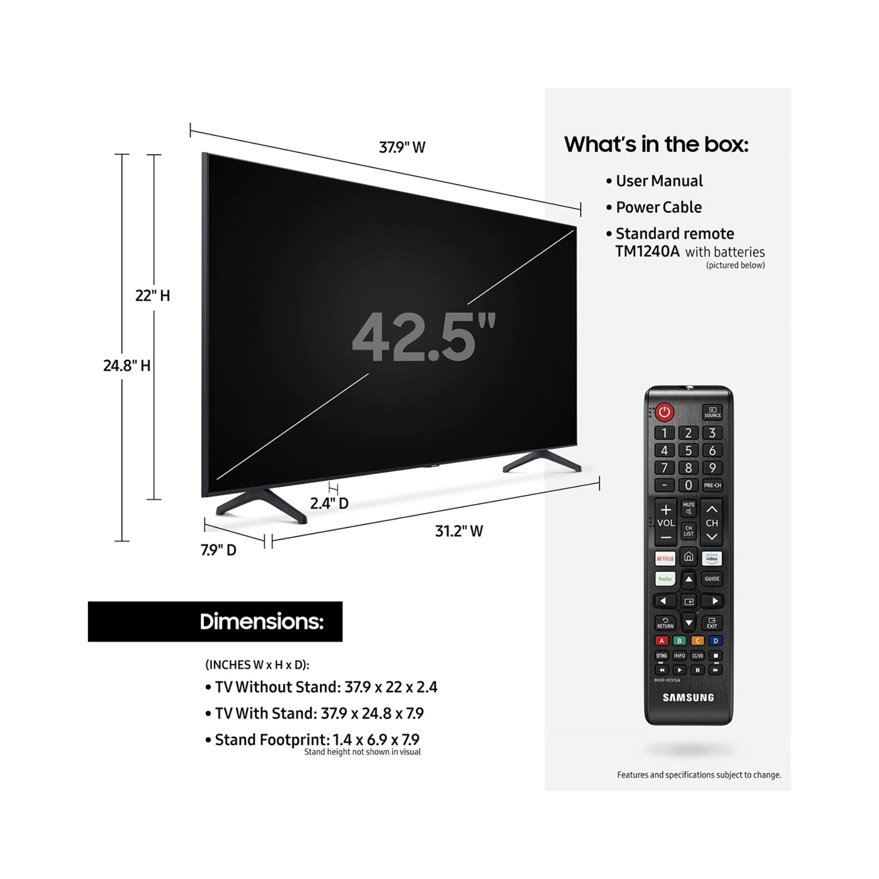 Samsung UN43TU7000FXZA 43-Inch Crystal UHD 4K Smart TV with HDR - Open Box (Great for Living Rooms, Bedrooms & Small Spaces)