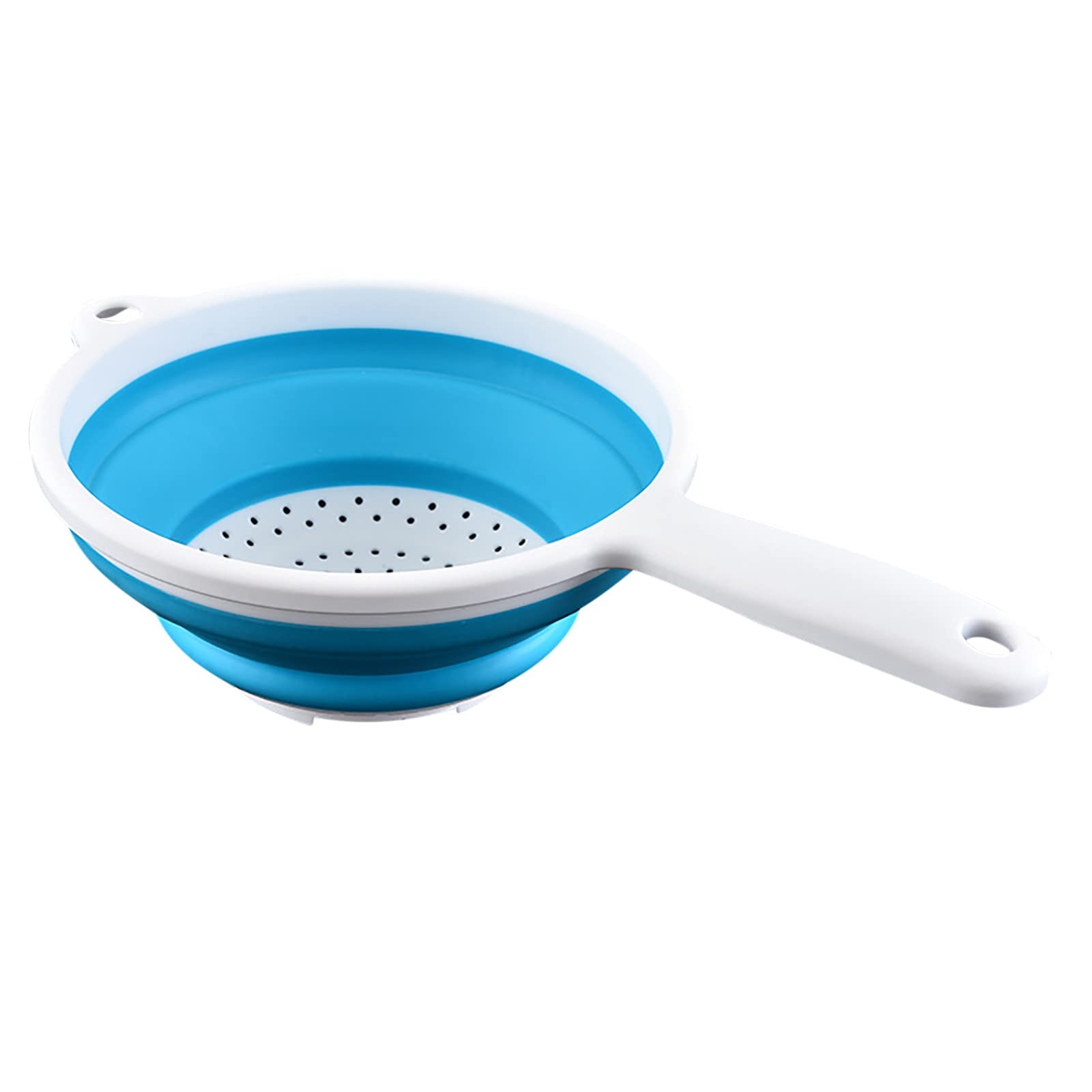 Retractable Foldable Kitchen Water Filter Basket with Handle - Blue Fruit & Vegetable Washing Basket, Large Round Strainer Colander for Washing Produce, Draining Dishes - Perfect for Kitchen, Camping & Outdoor Use