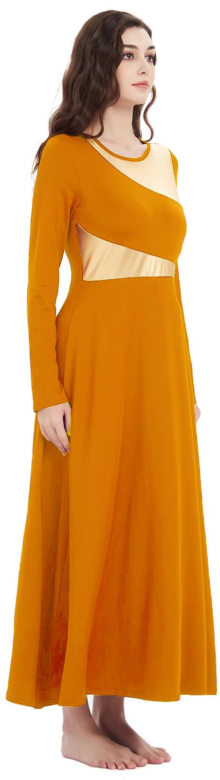 Women's Worship Liturgical Dance Dress - Full Length Church Robe for Modern Praise & Lyrical Dance with Headwear | Perfect for Church Performances, Worship Events & Spiritual Dance Ministries