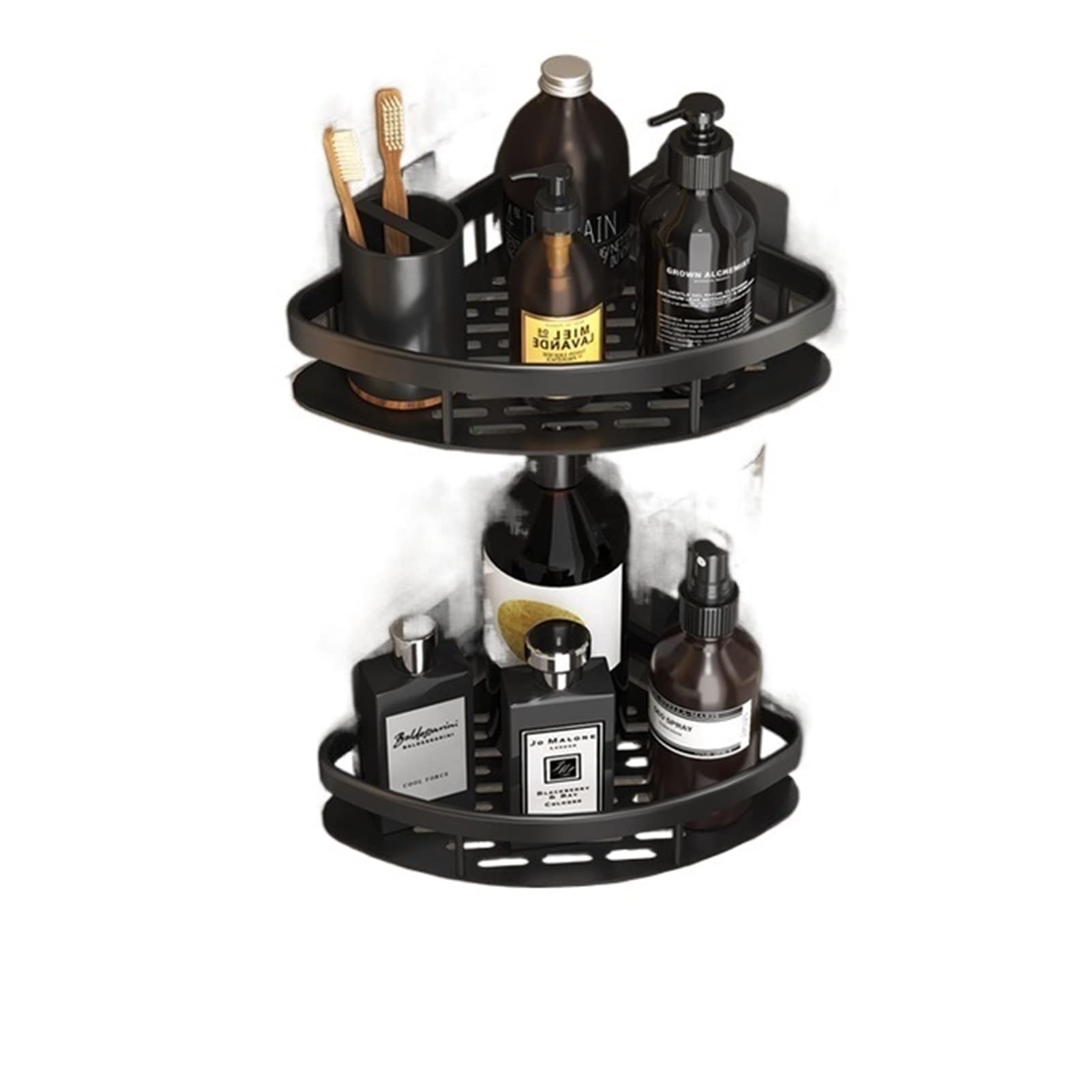 XADITON No-Drill Bathroom Corner Shelf - Wall Mount Shower Storage Organizer for Shampoo, Soap & Bath Accessories (Chocolate) - Perfect for Small Bathrooms, WC & Shower Organization