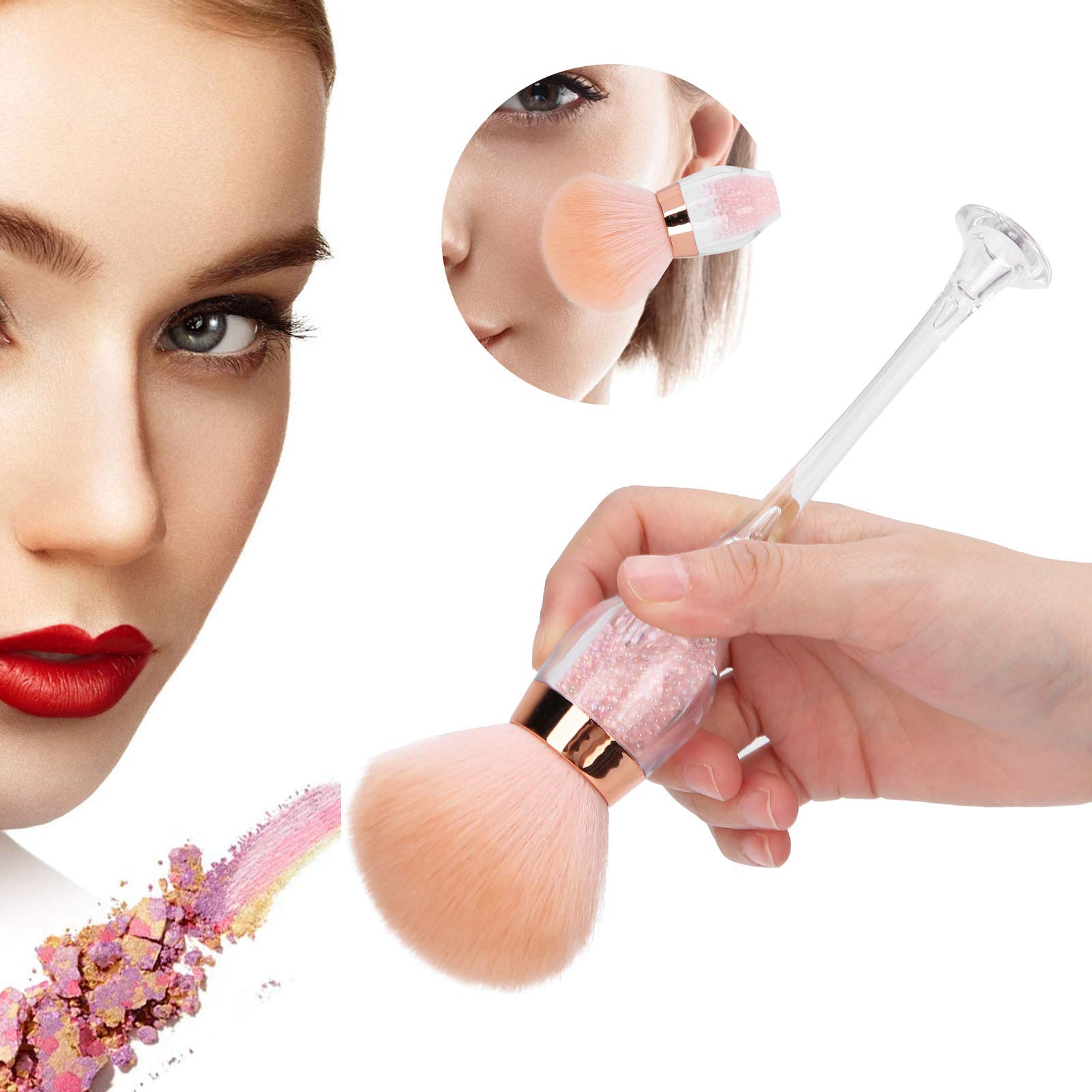 Professional Nail Dust Brush for Manicure & Makeup - Loose Powder Blusher Brush for Nail Art, DIY & Salon Use - Perfect for Acrylic, Gel & Dip Powder Nails