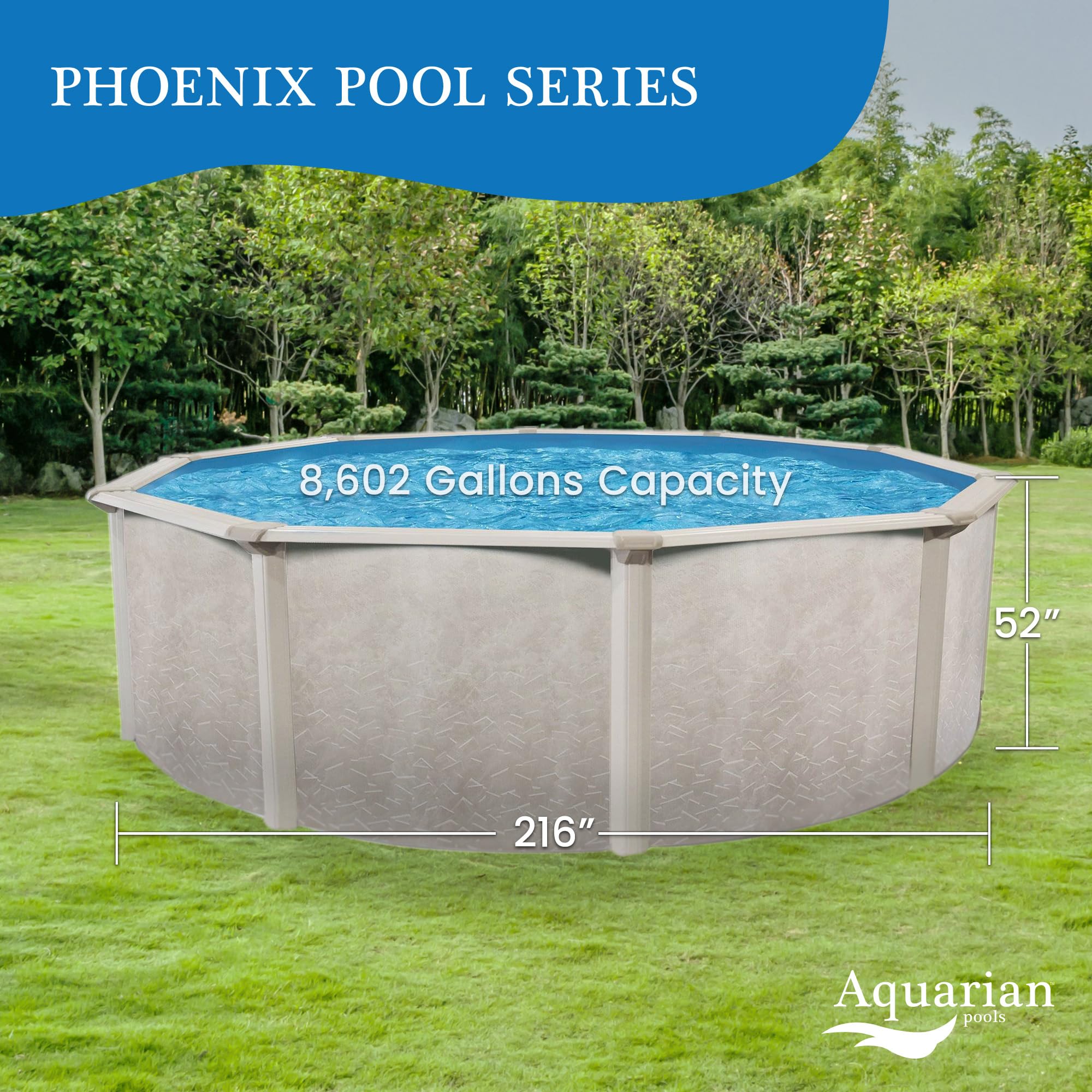 Aquarian Steel-Frame Round Above-Ground Swimming Pool 18' x 52