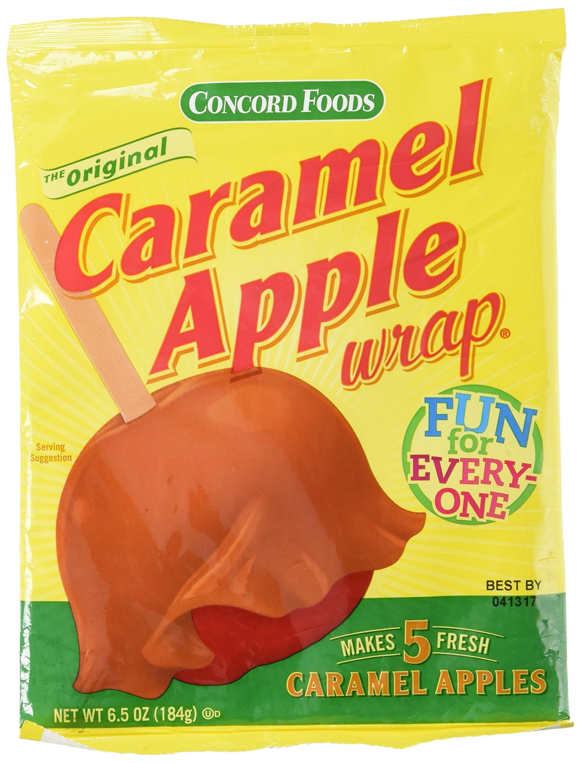 Concord Confections Caramel Apple Wrap - 5 Pack | Delicious Caramel Coated Apple Slices for Halloween, Fall Parties & Sweet Snacks