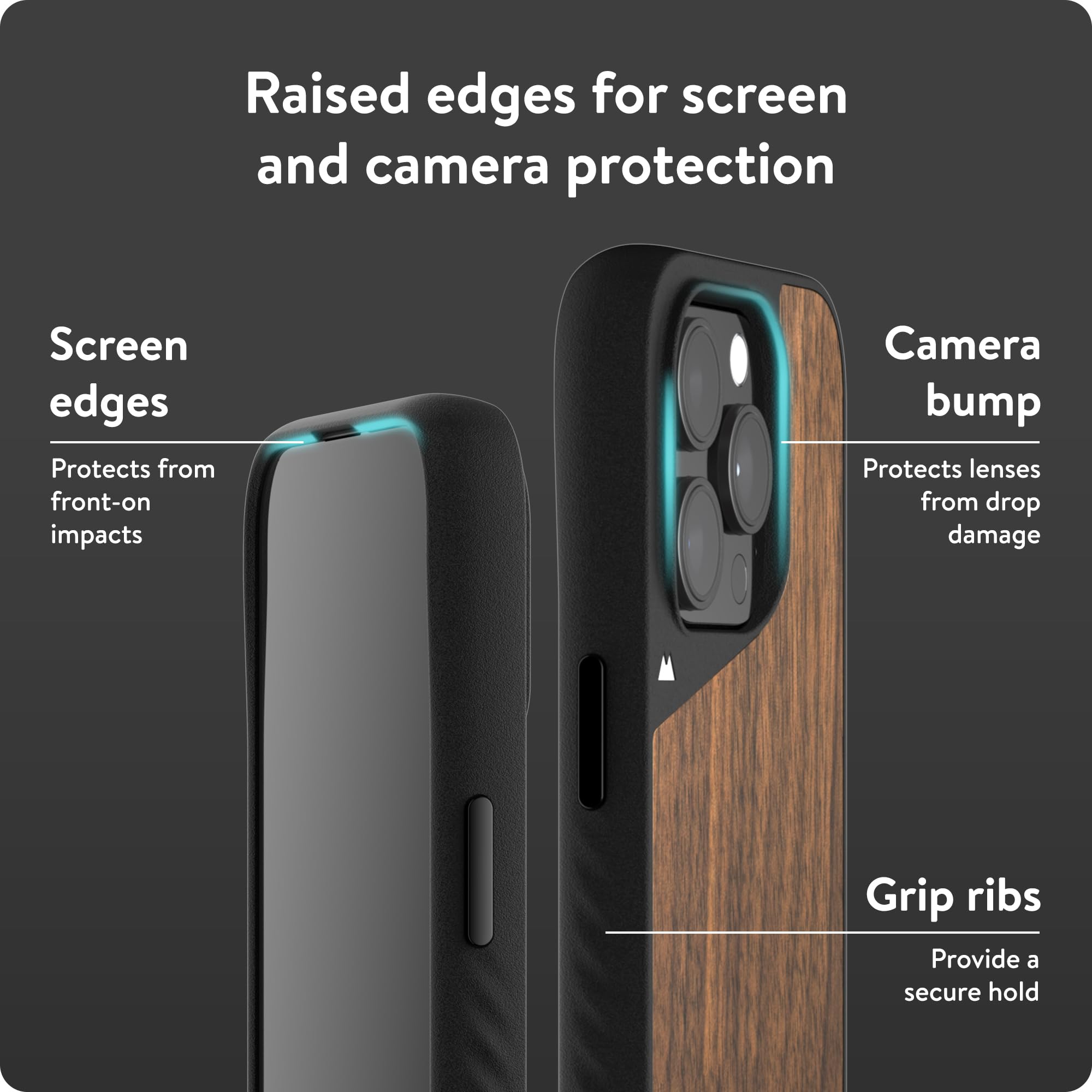 Mous Limitless 5.0 MagSafe Compatible iPhone 15 Pro Max Case - Premium Walnut Wood Protective Cover - Shockproof & Durable Phone Case for Everyday Use, Travel & Outdoor Activities