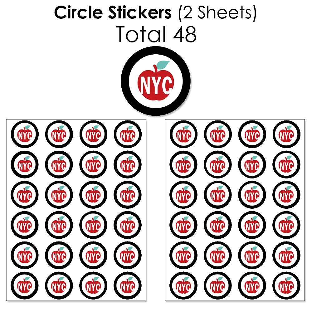 NYC Cityscape Candy Bar Wrappers & Stickers Kit - 304 Piece New York City Party Favors with Round Candy Stickers for Birthday, Baby Shower & Wedding Decorations