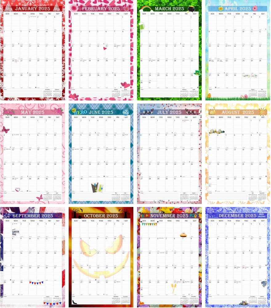 2025 Spiral Bound Wall Calendar - 12 Month Planner 11