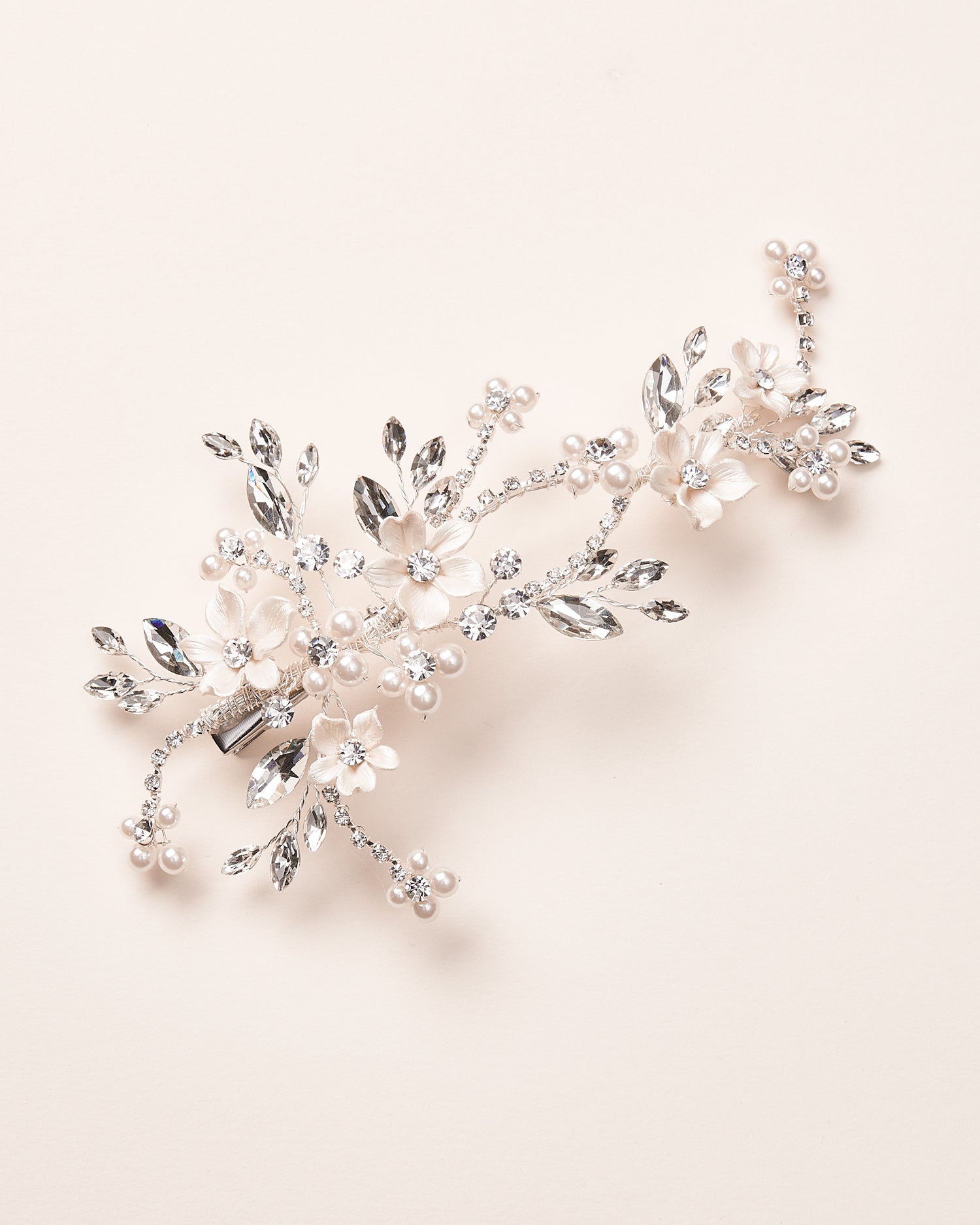 Flora Pearl & Crystal Hair Clip - Elegant Bridal Hair Accessories for Weddings, Parties & Special Occasions