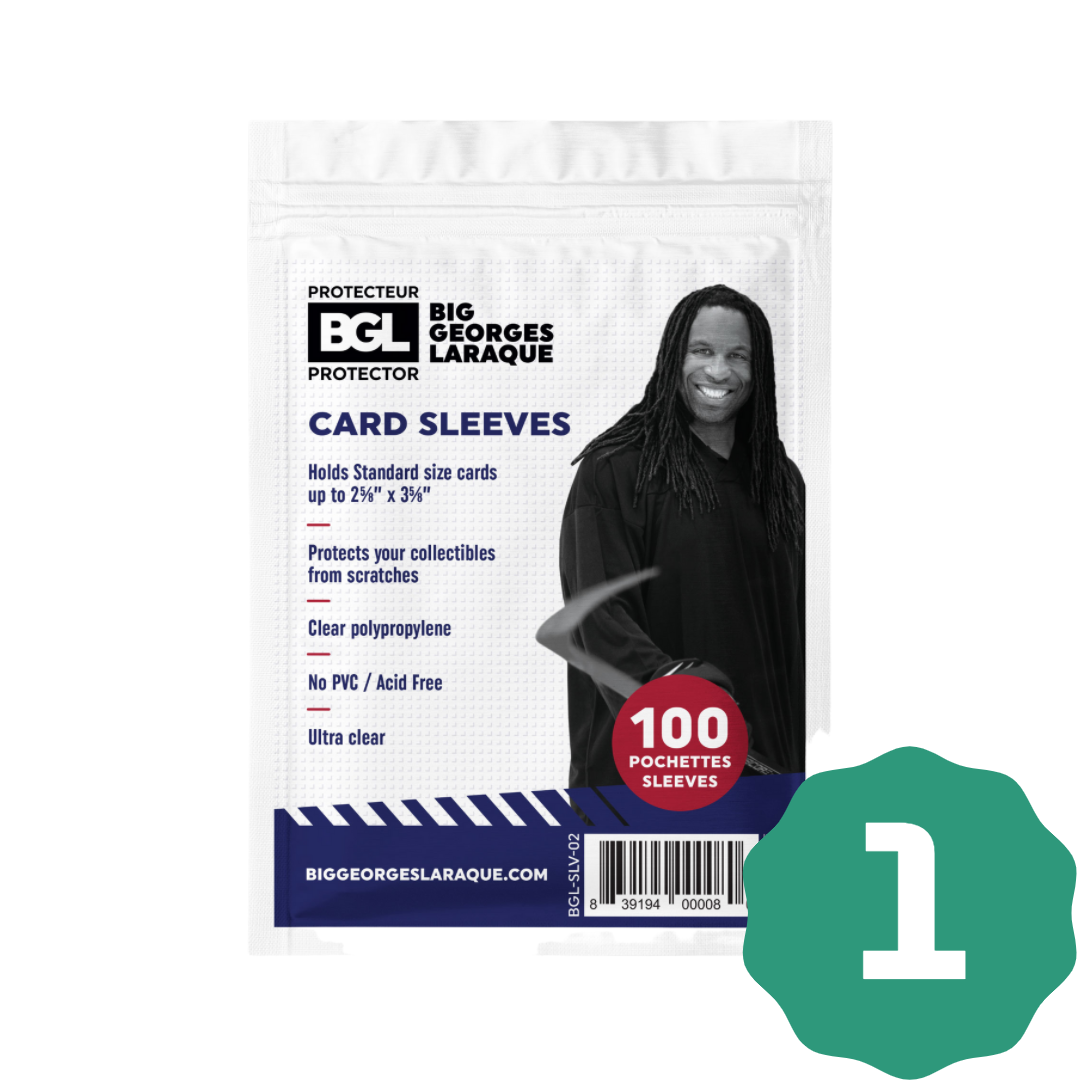 Big Georges Laraque Soft Card Sleeves 2 5/8” x 3 5/8” (100 Pack) - Premium Trading Card Protectors for Collectors, Perfect for Baseball, Hockey, and Gaming Cards Storage & Display