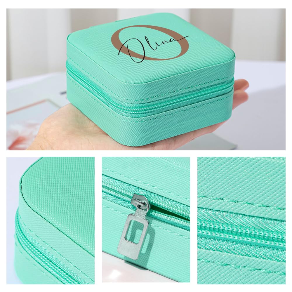 Personalized Initial & Name Jewelry Box - Custom Engraved Travel Case Organizer for Women | Bridesmaid Gifts, Birthday Presents | Perfect for Travel, Wedding Accessories & Jewelry Storage (Design 05)
