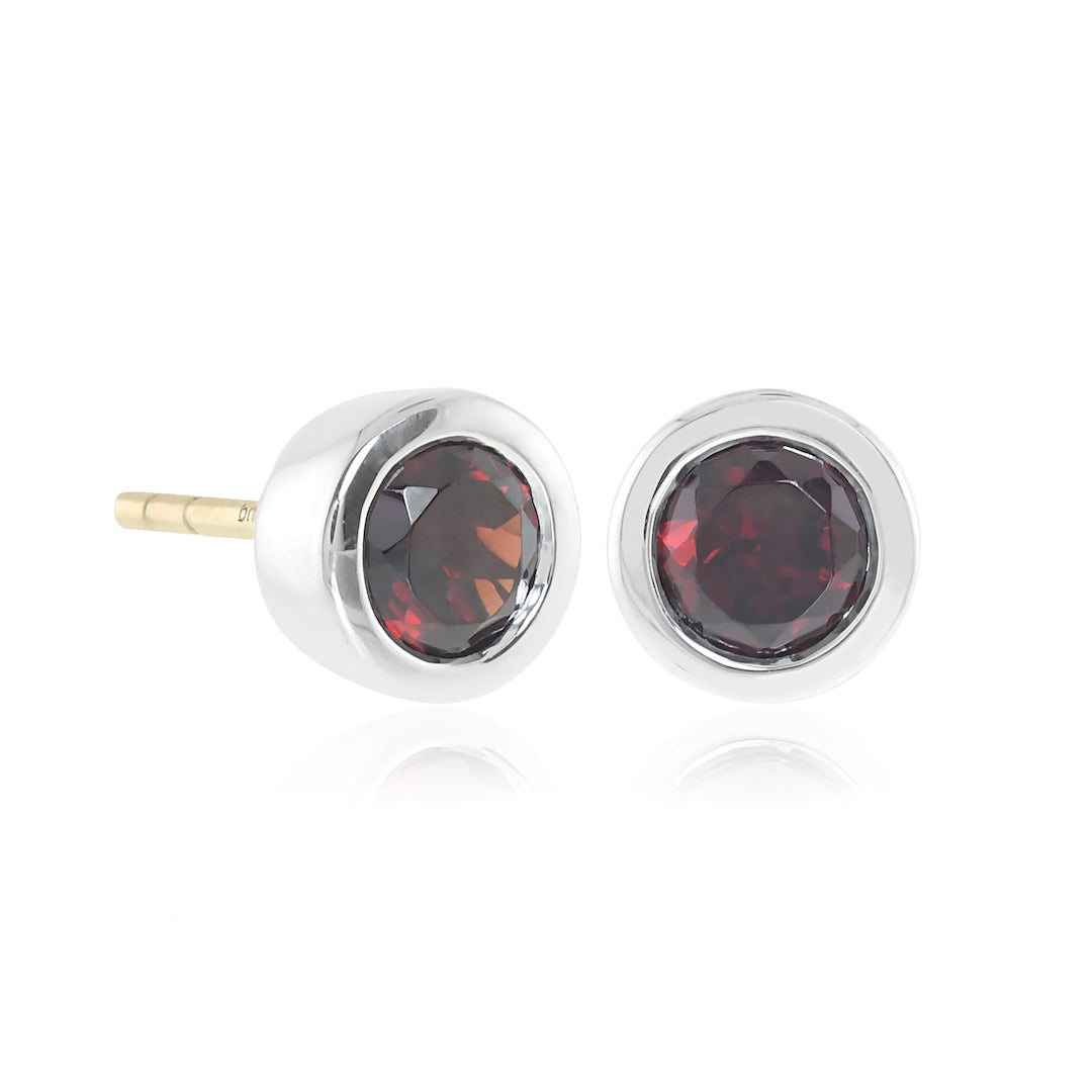 Genuine Garnet Silver Mini Dot Stud Earrings for Women - Perfect for Everyday Wear, Gifts & Special Occasions