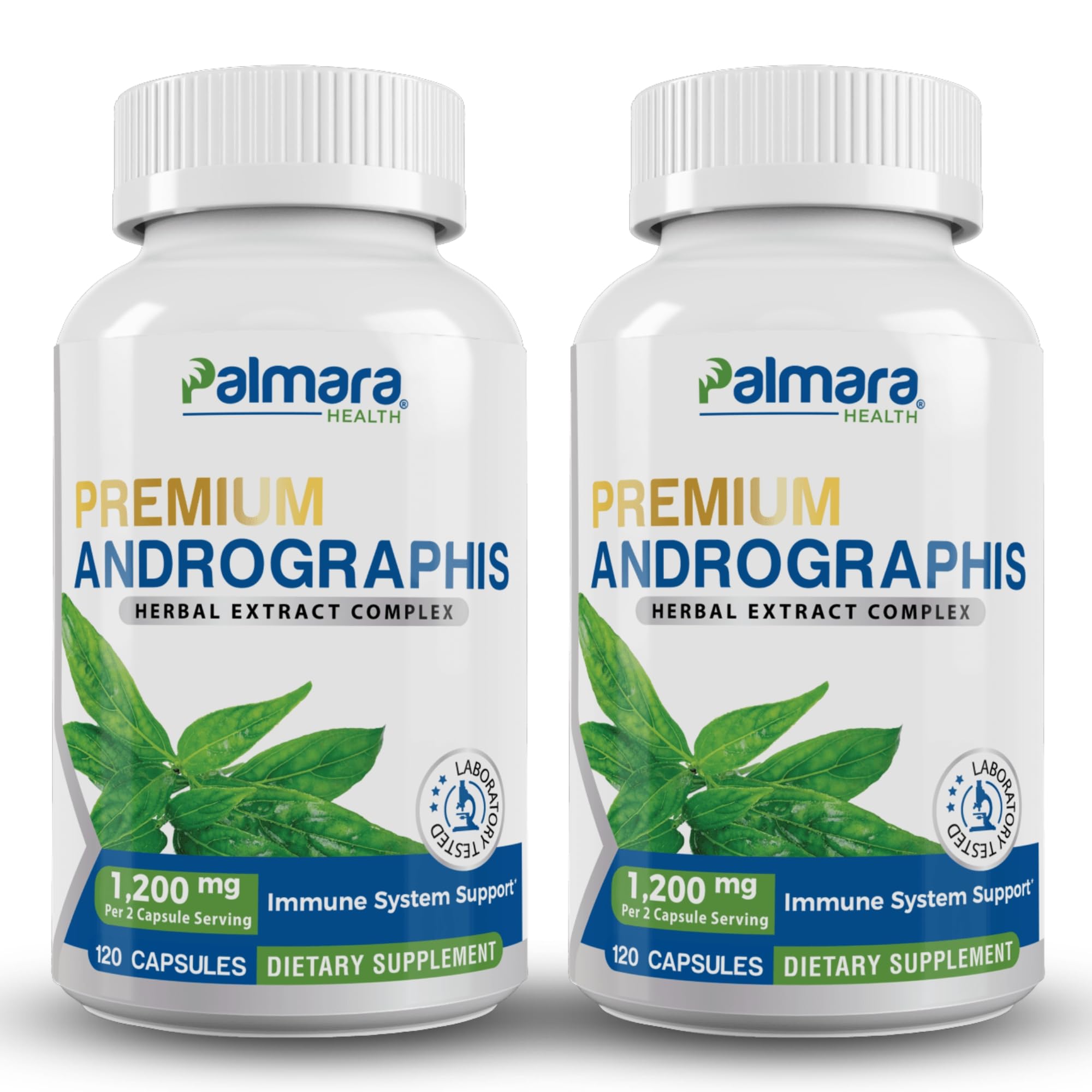 Premium Andrographis Paniculata Extract 2 Pack - 1,200mg (100mg Andrographolides) per Serving, Non-GMO, Vegan, Gluten Free - Immune Support Supplement for Cold & Flu Season, Natural Herbal Remedy for Wellness