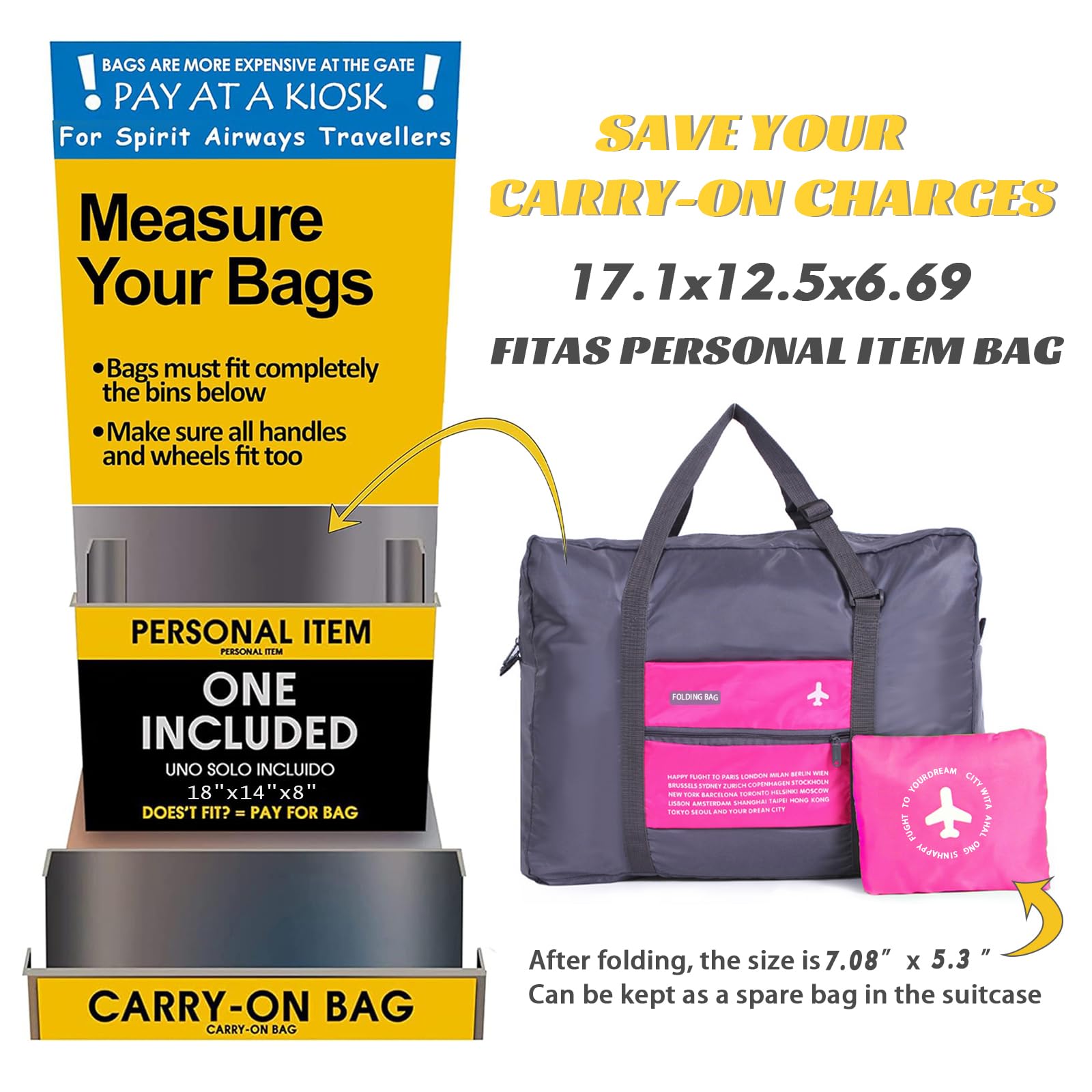 Foldable Travel Duffel Bag - Water Resistant Gym Tote & Carry On Luggage for Sports, Weekend Trips & Overnight Stays - Perfect for Workouts, Travel & Outdoor Adventures