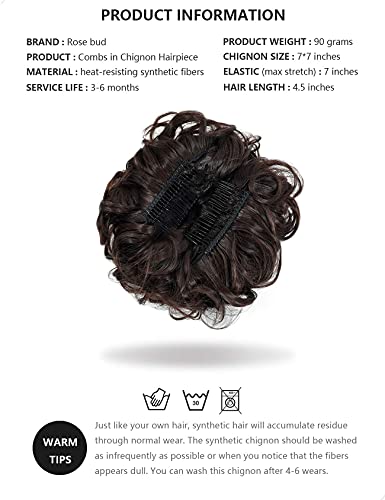 Classic Curly Chignon Hairpiece Bun - Elegant Synthetic Hair Bun for Women | Perfect for Weddings, Prom, Cosplay & Everyday Hairstyles
