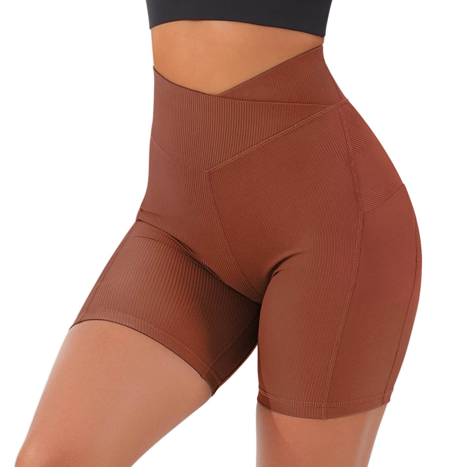 High Waist Yoga Shorts for Women - Butt Lifting Workout Shorts with V-Cross Design, Maternity & Biker Friendly - Perfect for Gym, Yoga, Running & Casual Wear