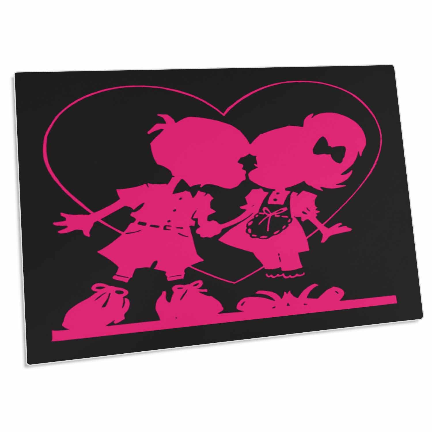 3D Rose Valentine's Day Kids in Pink and Black Desk Pad Place Mats (dpd-38102-1) - Non-Slip Table Mat for Dining, Office, or Home Decor