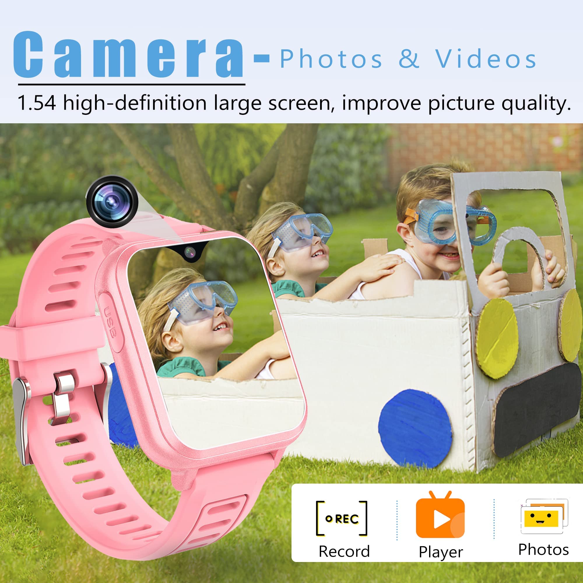 LITEYPP Kids Smart Watch - Interactive Game Watch for Boys & Girls with Music, Video, Camera, Pedometer, Alarm & Flashlight - Perfect Gift for Birthdays, School & Outdoor Play - Pink