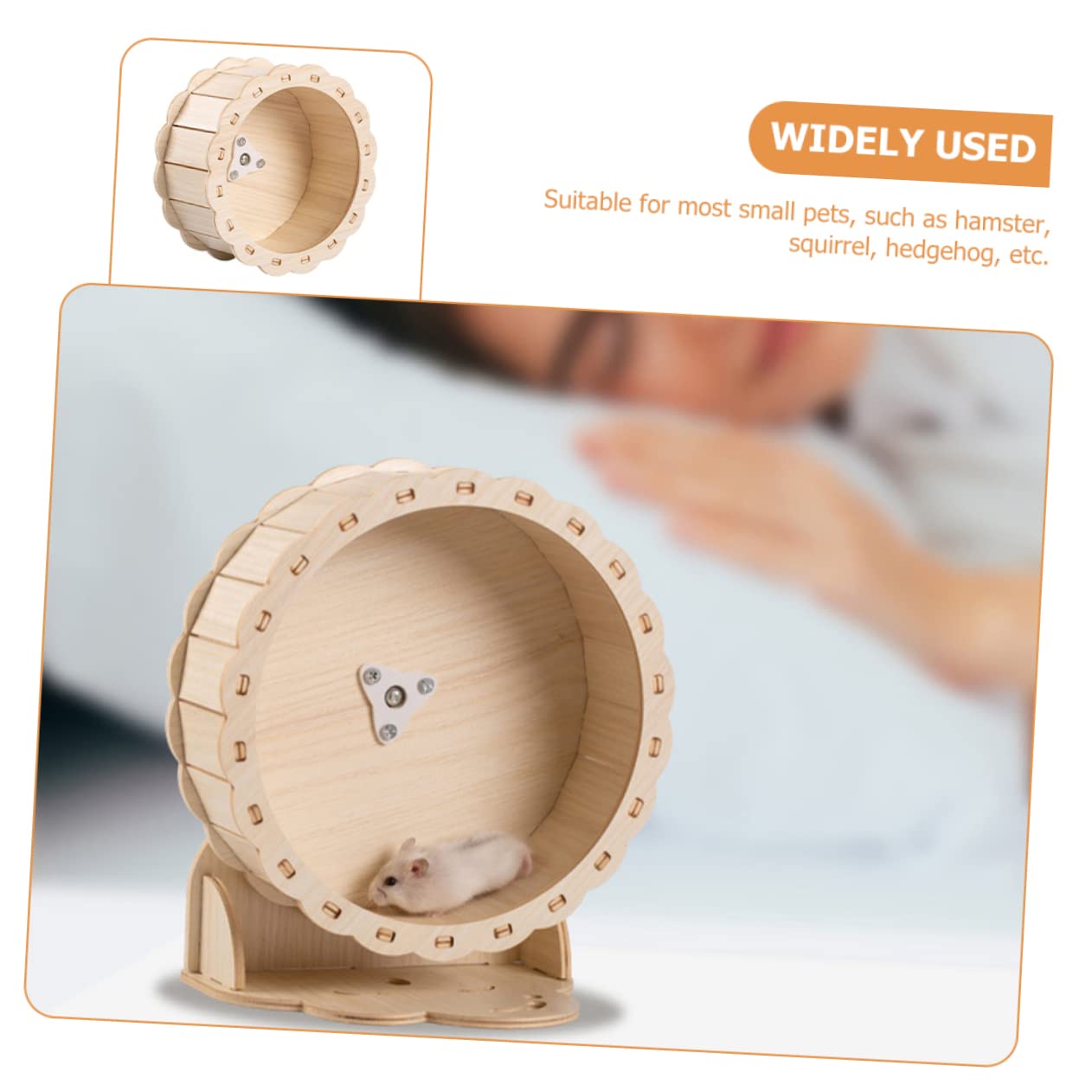 Silent Wooden Hamster Exercise Wheel - Small Pet Running Saucer Toy for Hamsters, Gerbils & Mice - Perfect for Cage, Playpen & Nighttime Use (1pc)