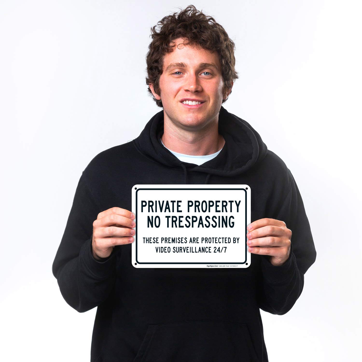 Private Property No Trespassing Sign - 10x7 Rust-Free Aluminum, Weatherproof & Fade Resistant - Video Surveillance Warning Sign for Indoor/Outdoor Use - Easy Mounting Security Sign Made in USA - Perfect for Homes, Farms, Warehouses & Business Properties