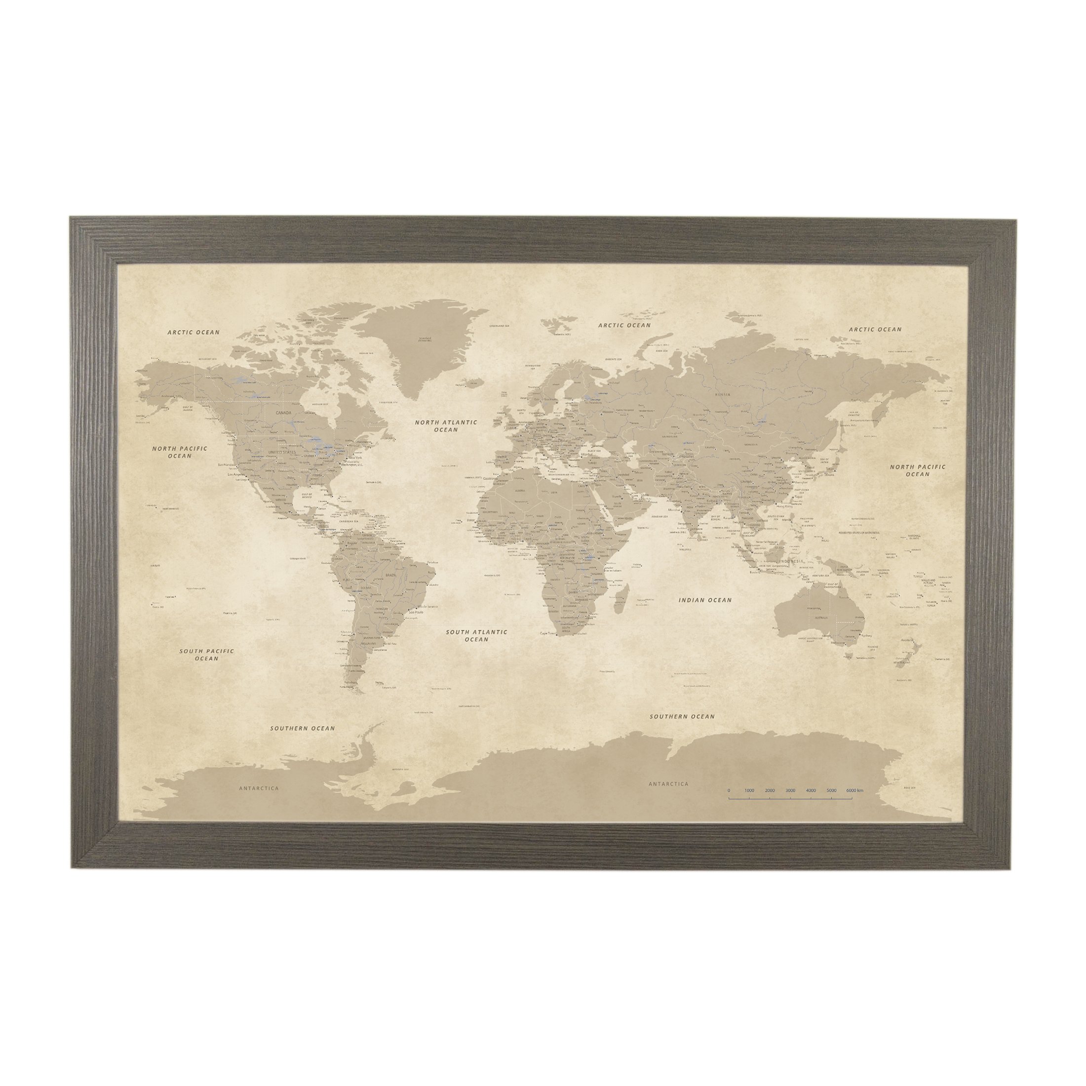 Vintage World Push Pin Travel Map Poster - 27.5