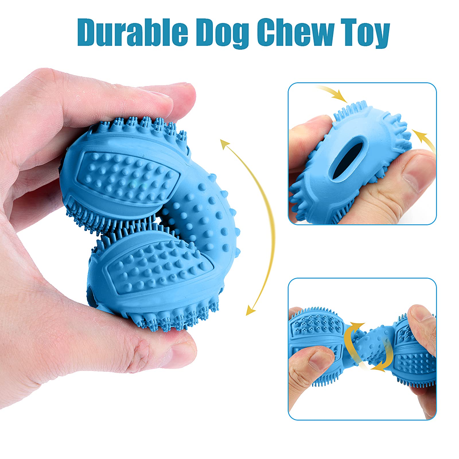 LUKITO 3 Pack Durable Dog Chew Toys for Aggressive Chewers - Natural Rubber Teeth Cleaning & Gum Massage Chew Toys for Large & Medium Dogs - Perfect for Playtime, Training & Dental Care