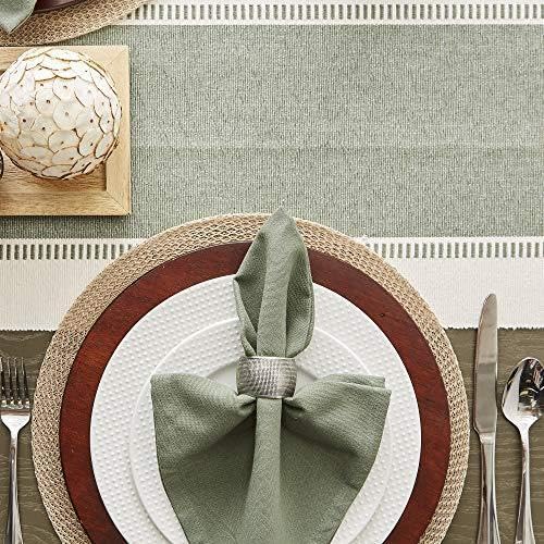 North Field Handloom 100% Cotton Table Runner - Large Light Green Striped Centerpiece for Dining Tables, Kitchens, Bedrooms & Living Rooms | Perfect for Home Decor, Wedding Centerpieces & Kids Room Decor