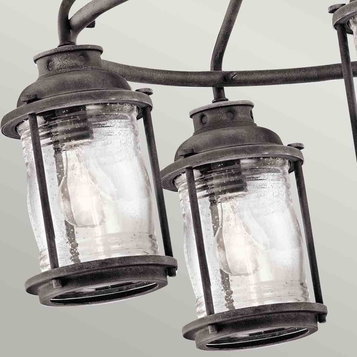 Ashland Bay 5-Light Outdoor Chandelier in Burnished Bronze & Weathered Zinc - IP44 Rated, E27 Socket - Perfect for Patio, Garden & Porch Lighting