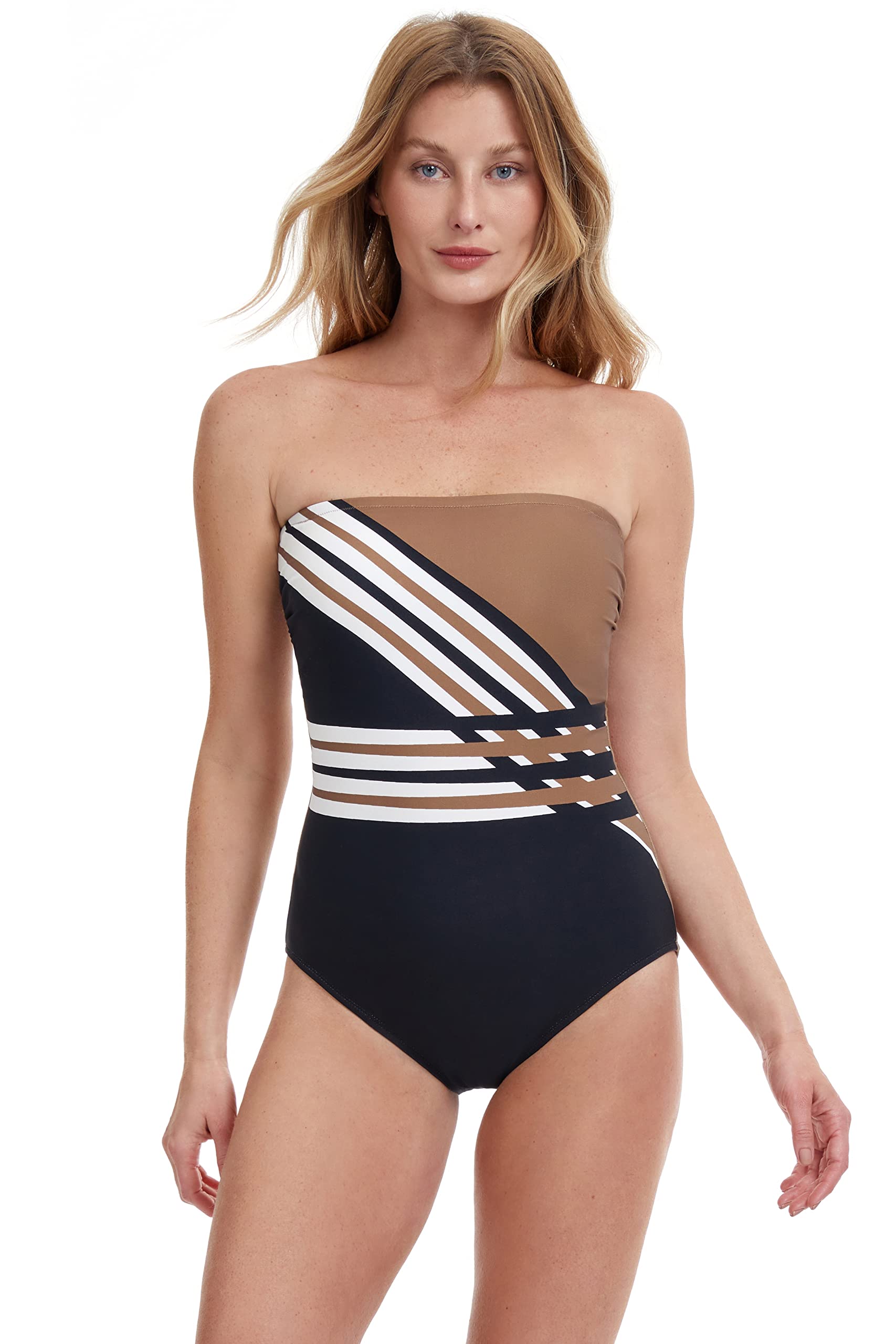 Gottex Women's Standard Ocean Breeze Bandeau One Piece Swimsuit - Comfortable & Stylish Bathing Suit for Beach, Pool & Summer Vacations