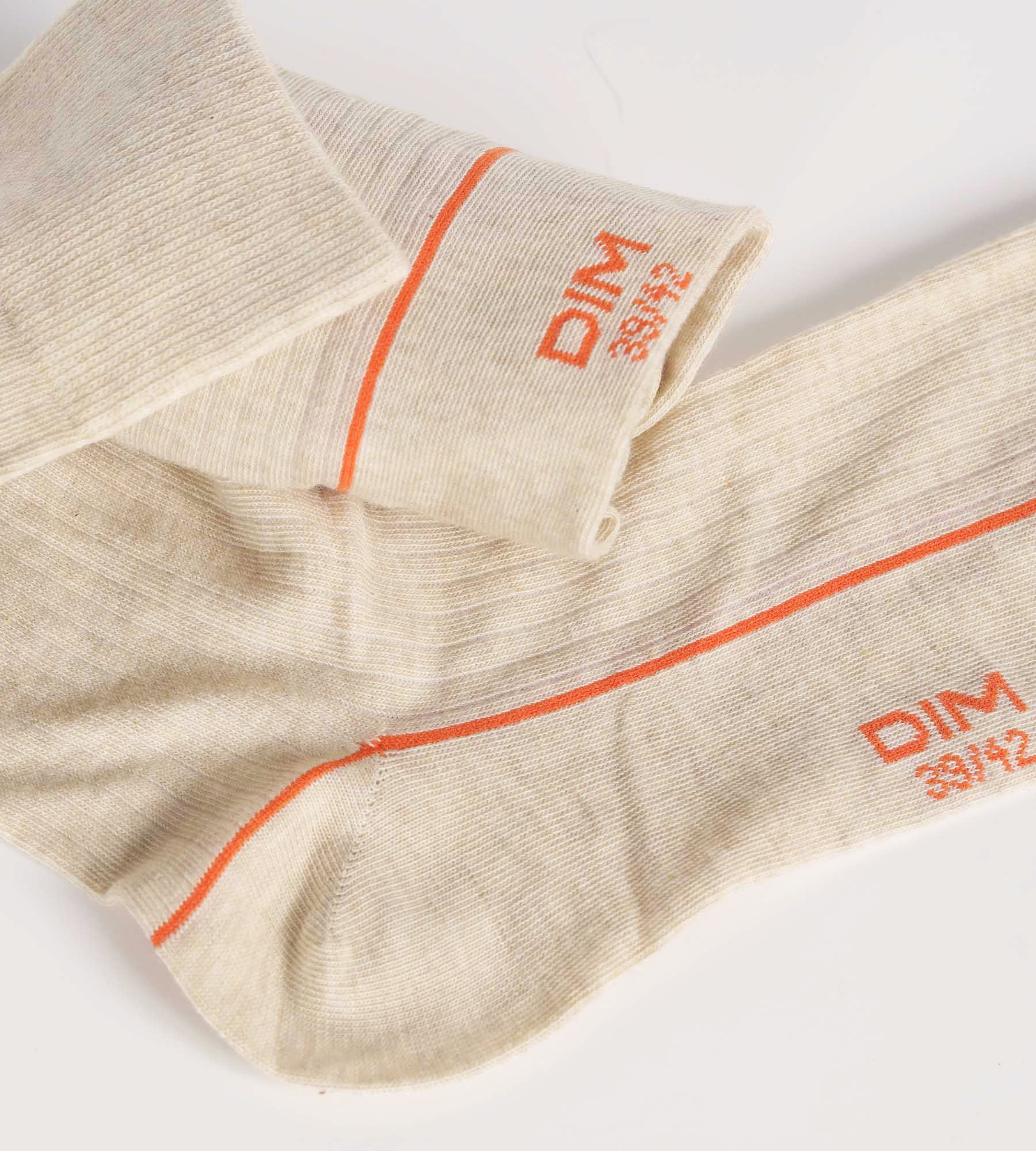 Men's Ribbed Cotton Socks Beige with Colored Trim - Comfortable Casual Wear for Everyday, Office & Travel