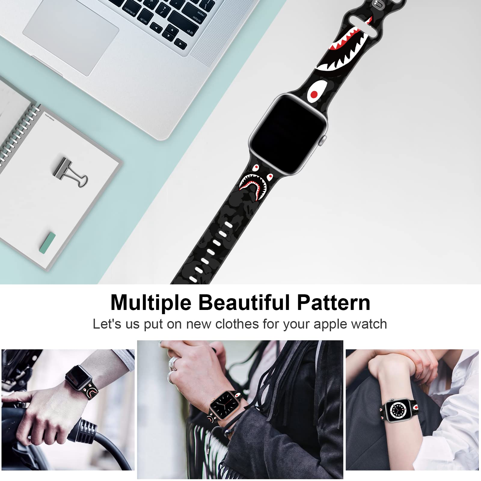 Soft Silicone Apple Watch Bands for 38mm/40mm/42mm/44mm - Sport Replacement Strap Compatible with iWatch Series 6/5/4/3/2/1/SE - Breathable & Comfortable for Men & Women - Perfect for Workouts, Running & Daily Wear