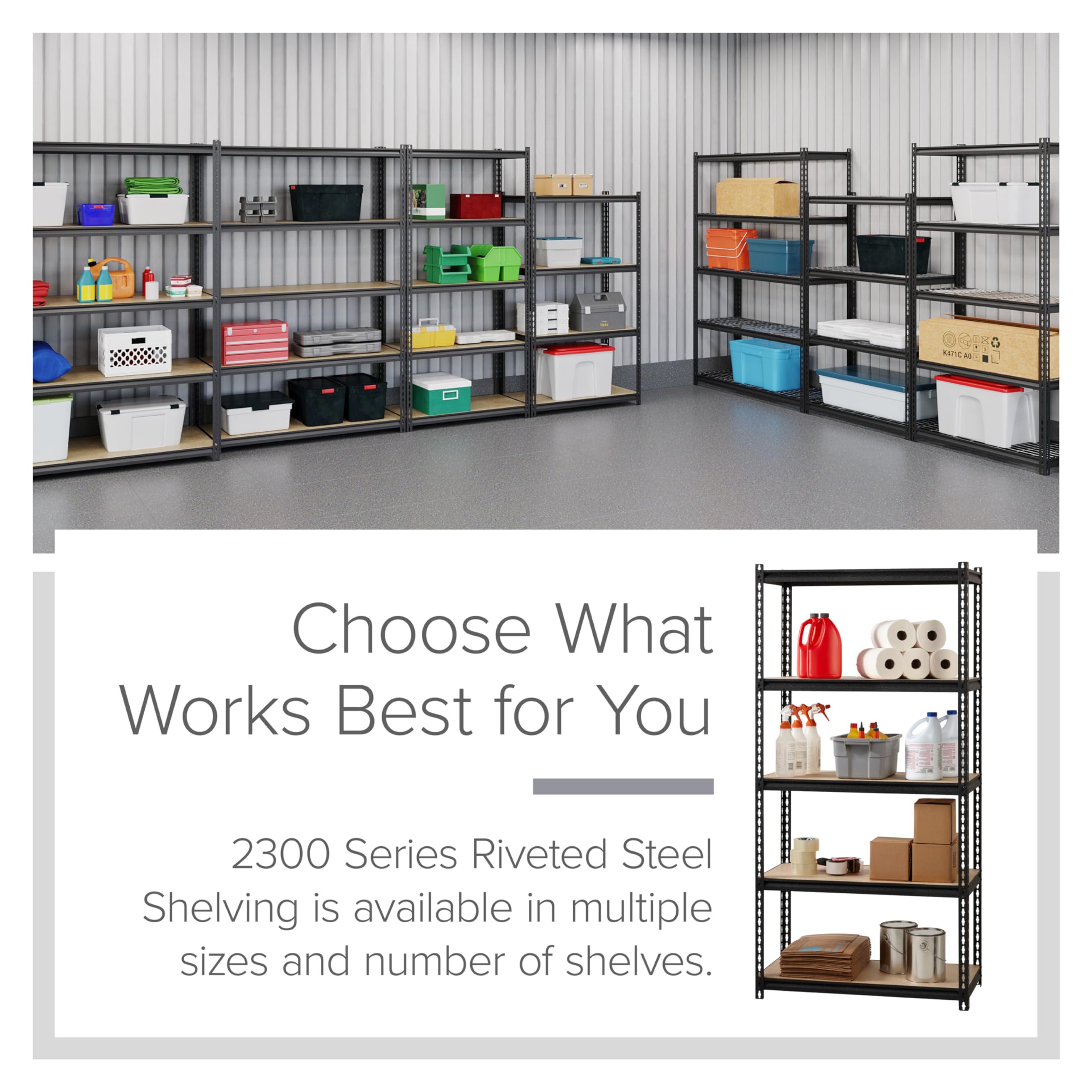 Heavy Duty Hirsh 2,300 Lb Capacity Iron Horse Shelving Unit - Industrial Strength Metal Storage Rack for Garage, Warehouse & Workshop Organization
