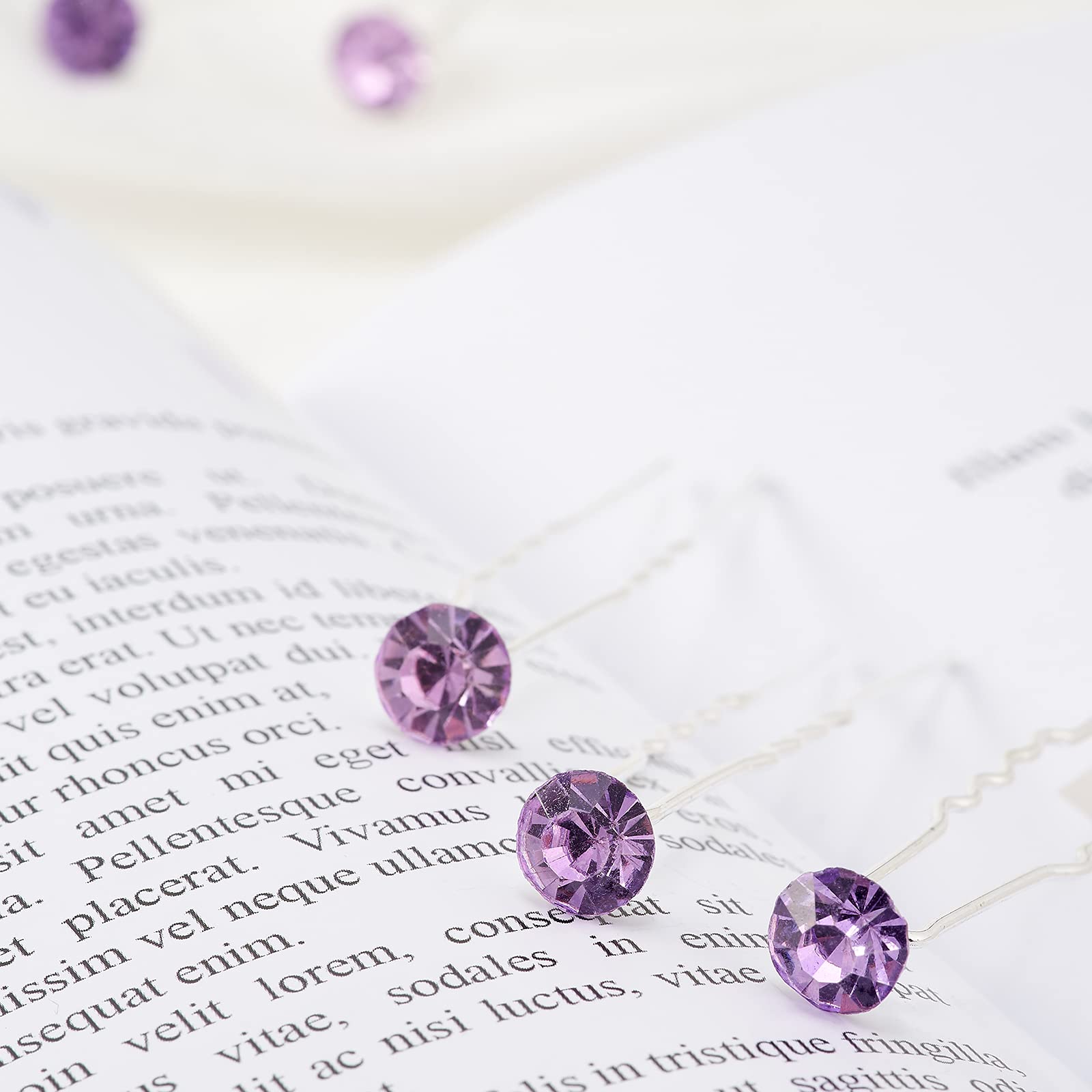 20 Pack Violet Rhinestone Hair Clips - Crystal Bridal Hair Pins for Women, Wedding Hair Jewelry Accessories with Clear Storage Case - Perfect for Bridal Parties, Prom & Special Occasions