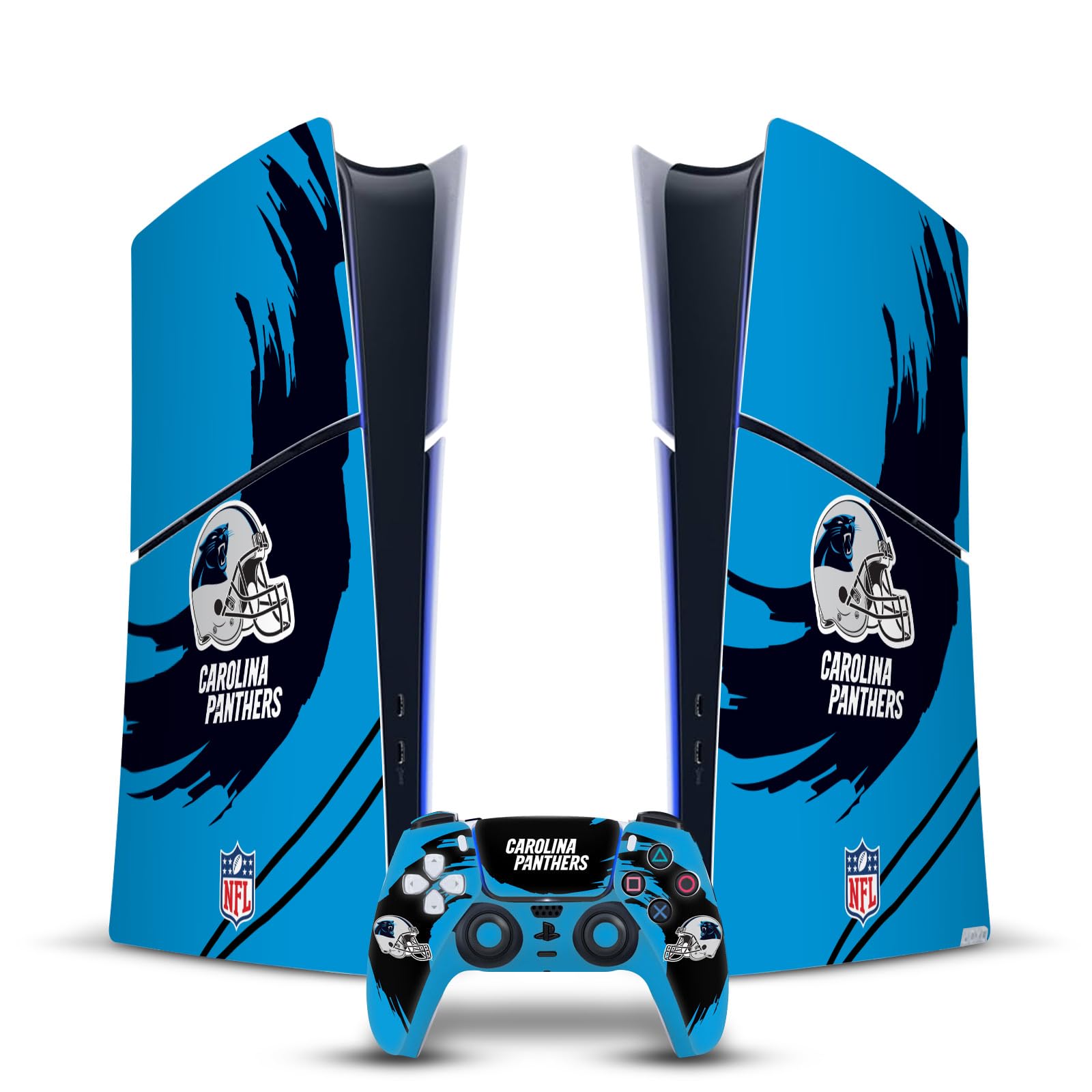 Official NFL Carolina Panthers Vinyl Skin Sticker for Sony PlayStation 5 PS5 Slim & Digital Edition Console & DualSense Controller - Protective Gaming Decal for Football Fans & Gamers - Perfect for Game Room Decor & Team Spirit Display
