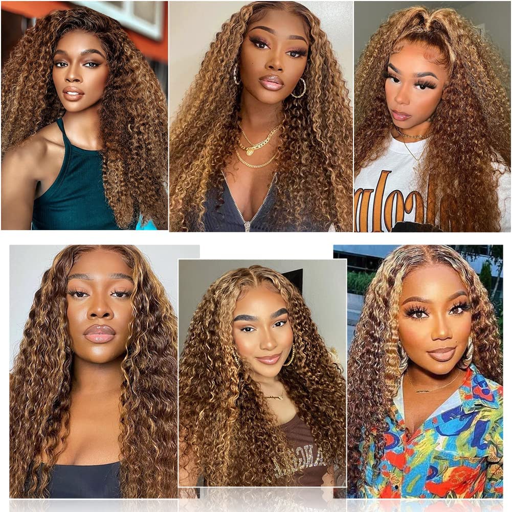 AliPearl 13x4 Honey Blonde Lace Front Human Hair Wig - Pre Plucked 4/27 Ombre Highlight Deep Wave Glueless Wig for Black Women | Perfect for Daily Wear, Cosplay & Special Occasions