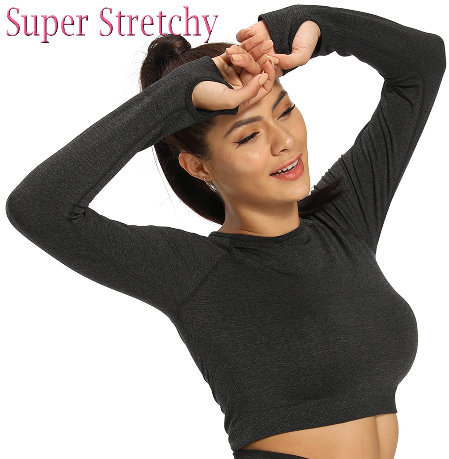 Seamless Women's Workout Crop Top - Long Sleeve Athletic Shirt for Gym, Yoga & Fitness Training | Moisture-Wicking & Comfortable for Running, HIIT & Cardio Workouts