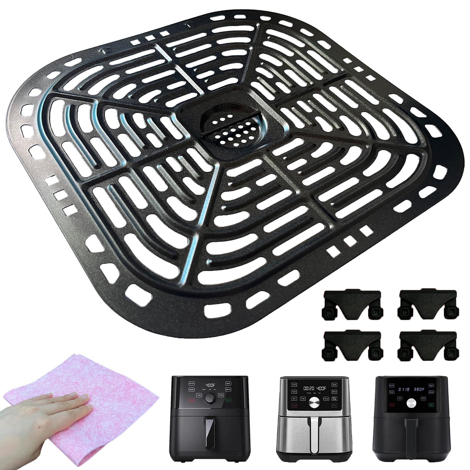 Instant Pot Vortex Plus 6QT XL Air Fryer Replacement Parts - Nonstick Tray Grate & Grill Plate for 5.7QT/Gourmia GAF680 GAF685 | Perfect for Healthy Cooking, Crispy Fries & Family Meals