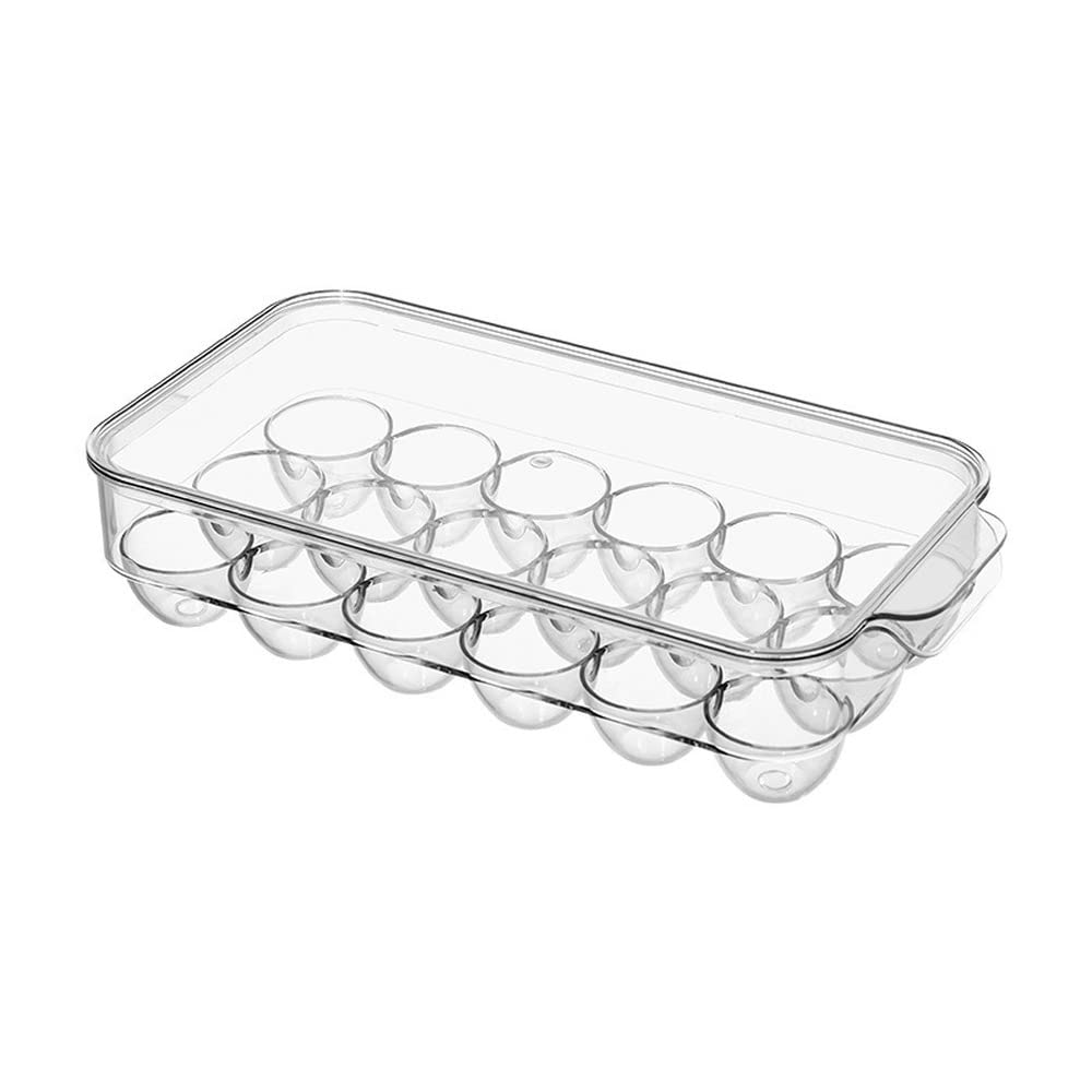MIEDEON Clear Plastic Refrigerator Storage Box - Drawer Style Egg Keeper with Lid (White) | Perfect for Organizing Eggs, Fruits & Veggies in Fridge
