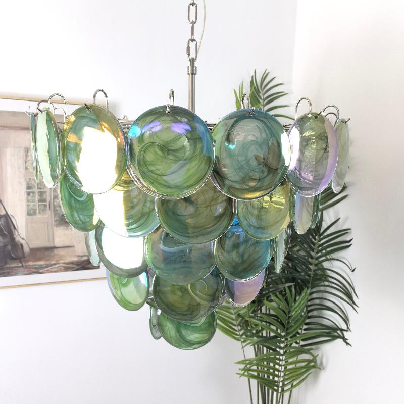 Elegant Camisa Disc Glass Chandelier - Modern Crystal Ceiling Light Fixture for Dining Room, Bedroom, and Living Room Decor